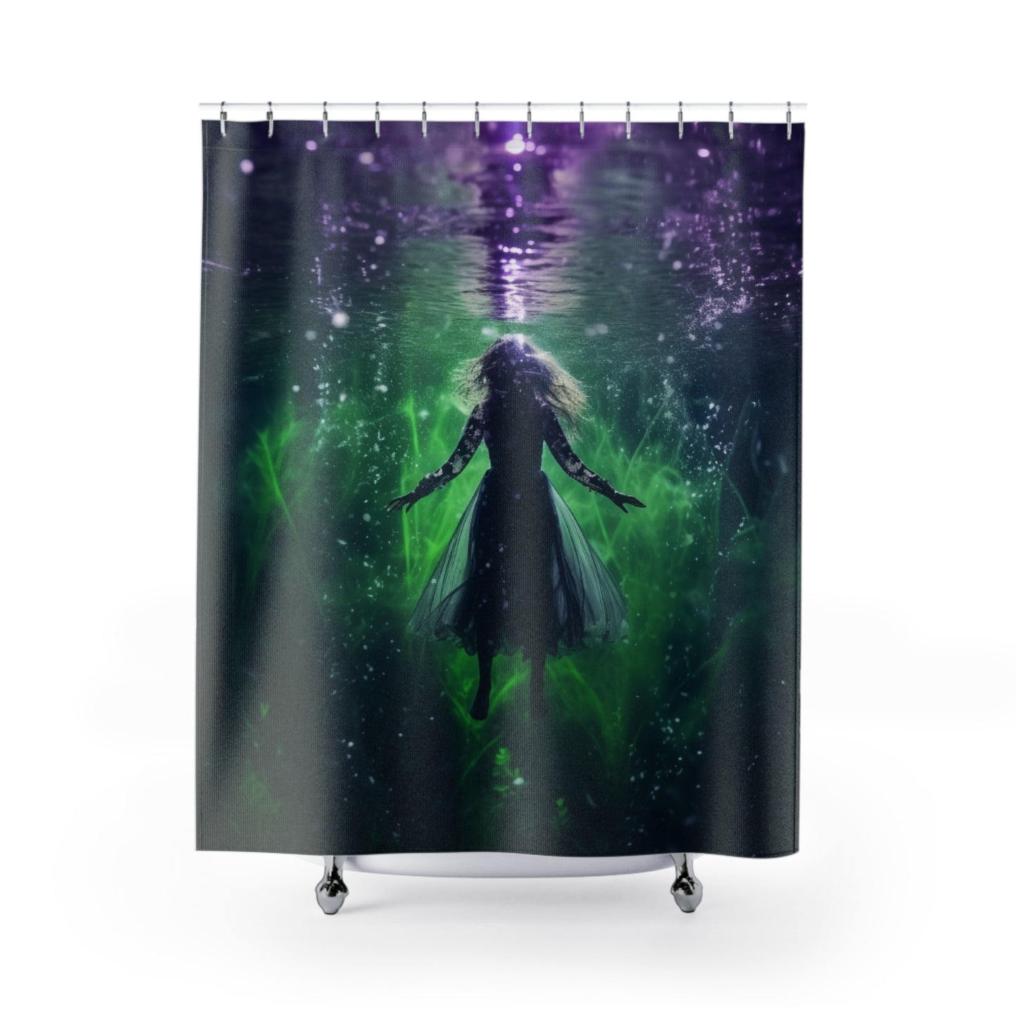 Girl Floating in Water Halloween Shower Curtain