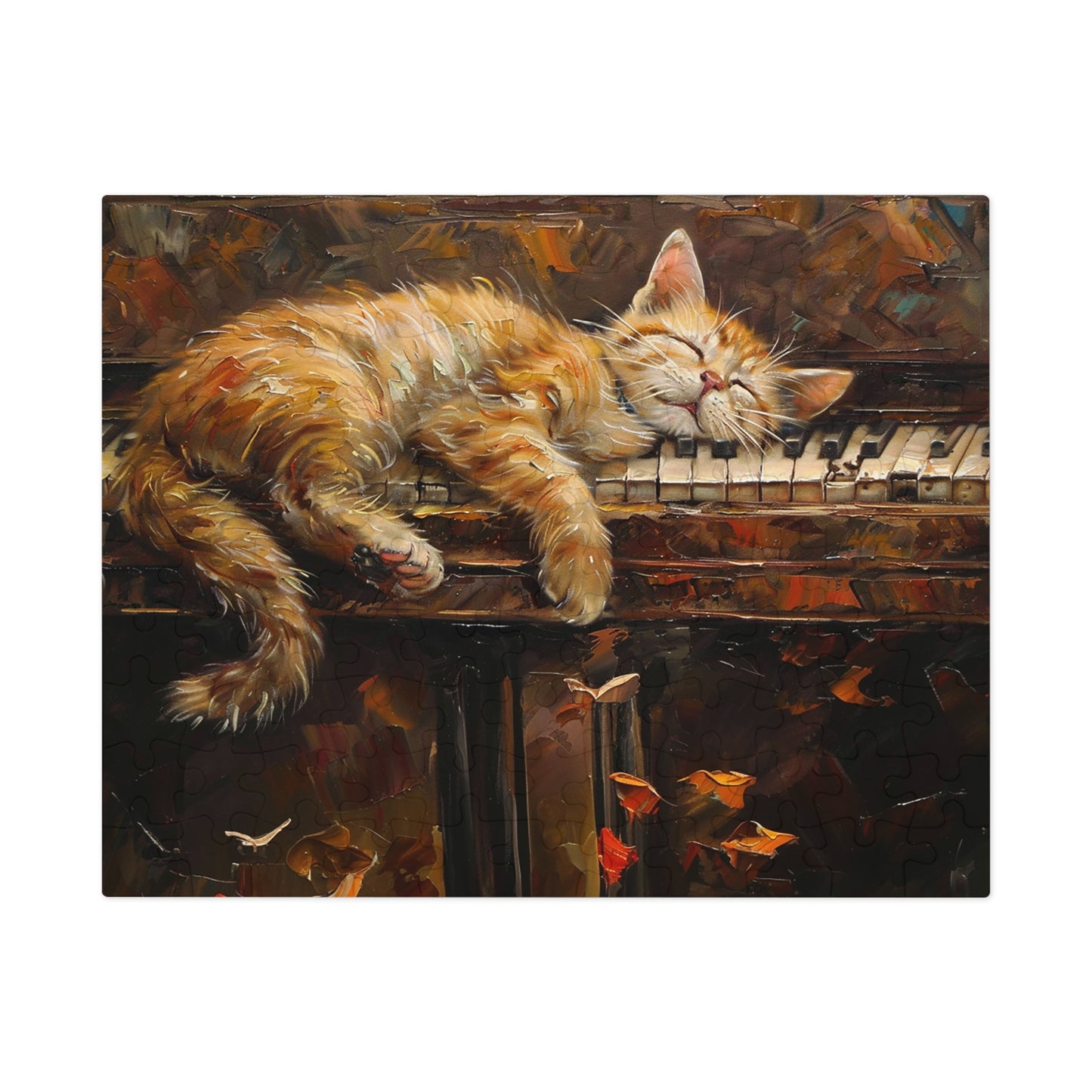 Sleeping Kitty on an Antique Piano Jigsaw Puzzle (30, 110, 252, 500,1000-Piece)