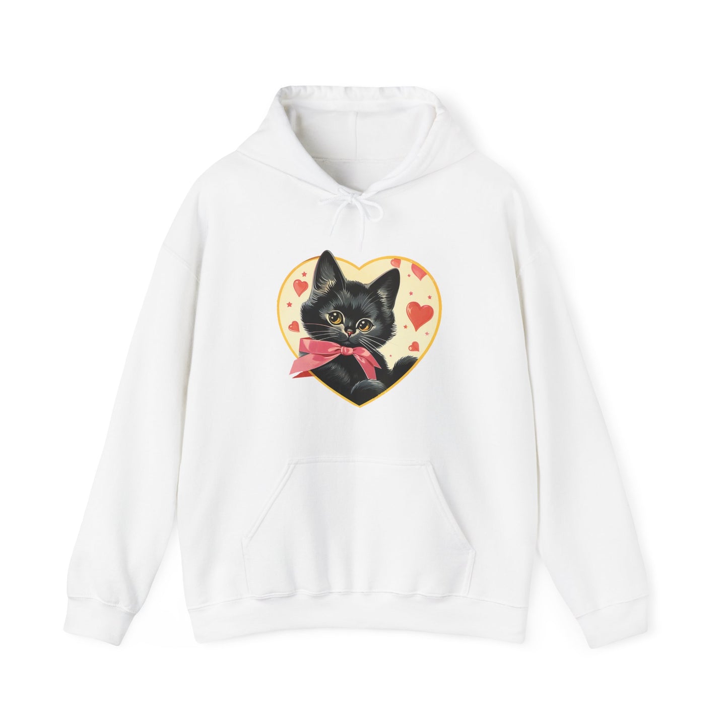Retro Valentine Kitty Cat Unisex Heavy Blend™ Hooded Sweatshirt