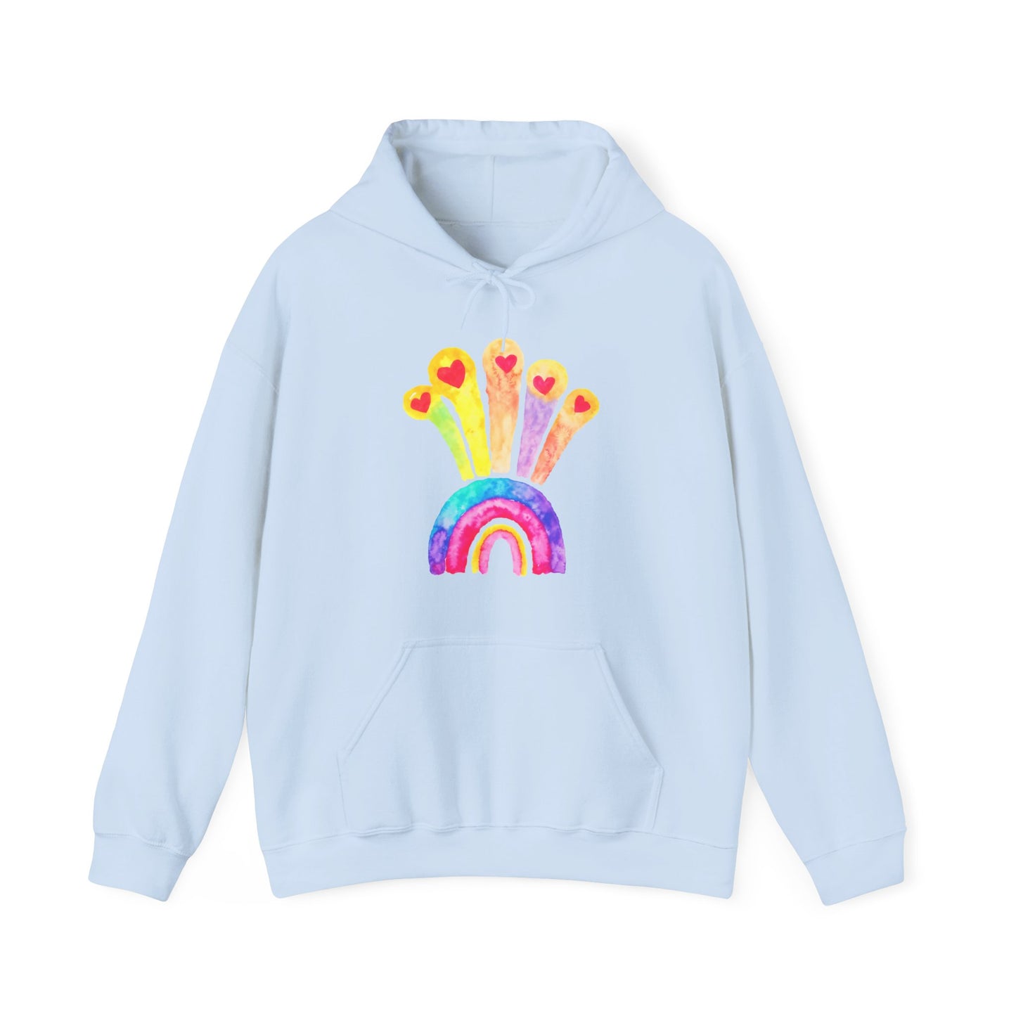 Kids Drawing Rainbow and Hearts Unisex Heavy Blend™ Hooded Sweatshirt