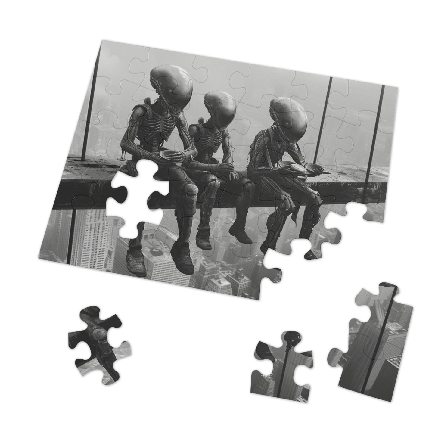 Lunch Atop a Skyscraper Aliens Jigsaw Puzzle (30, 110, 252, 500,1000-Piece)