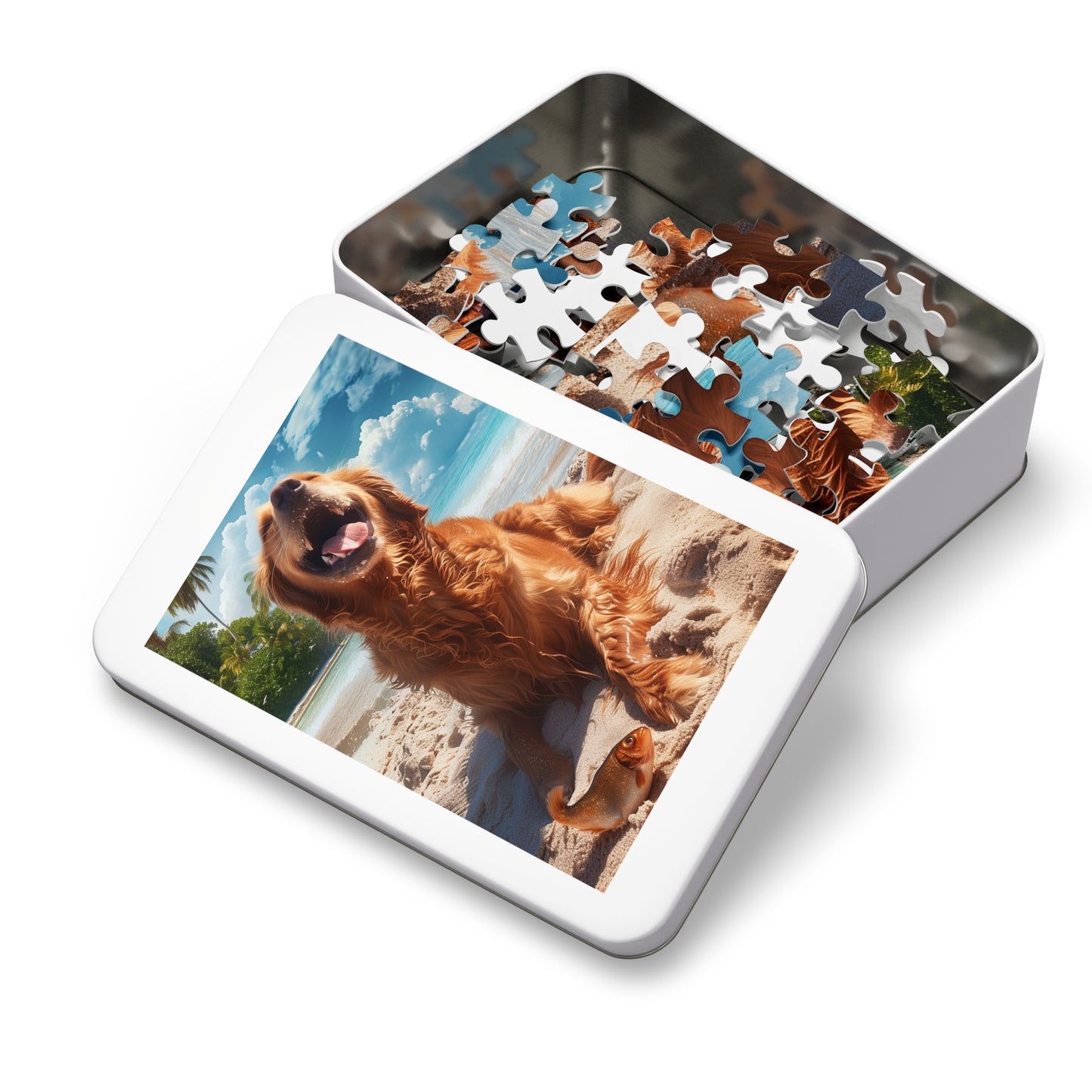 Happy Golden Retriever at the Beach Jigsaw Puzzle (30, 110, 252, 500,1000-Piece)