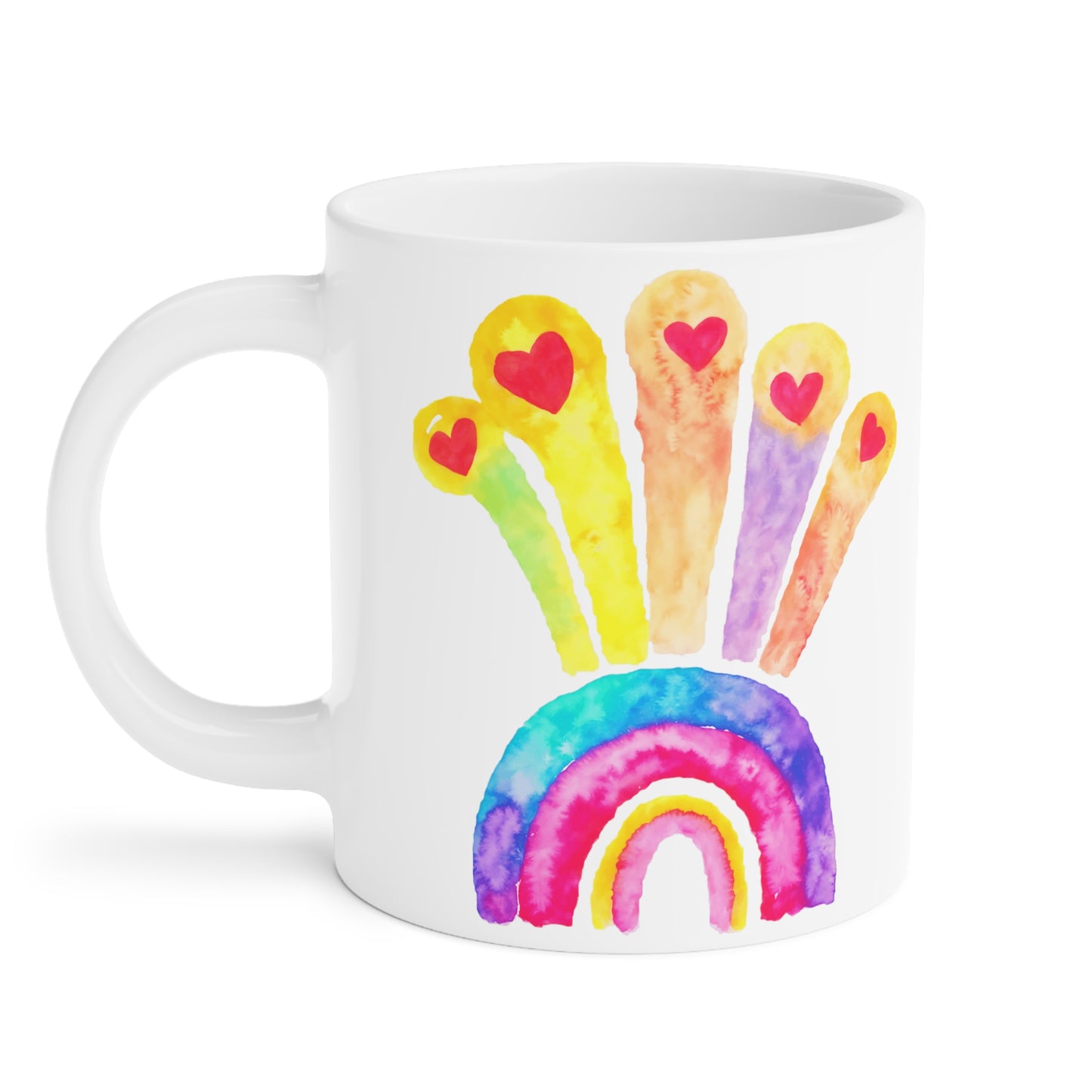 Kids Drawing Rainbow and Hearts Drawing Ceramic Mugs (11oz\15oz\20oz)