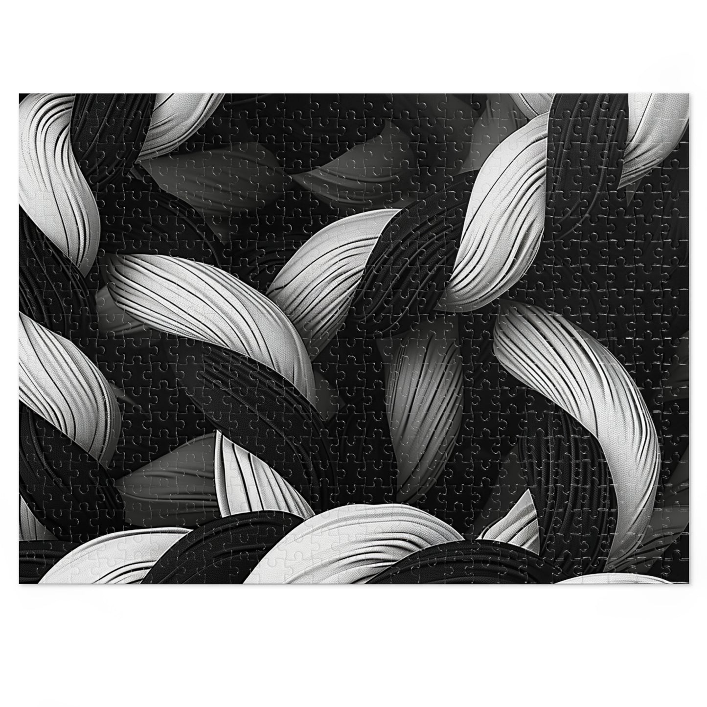 Black and White Twisted Rope Jigsaw Puzzle (30, 110, 252, 500,1000-Piece)