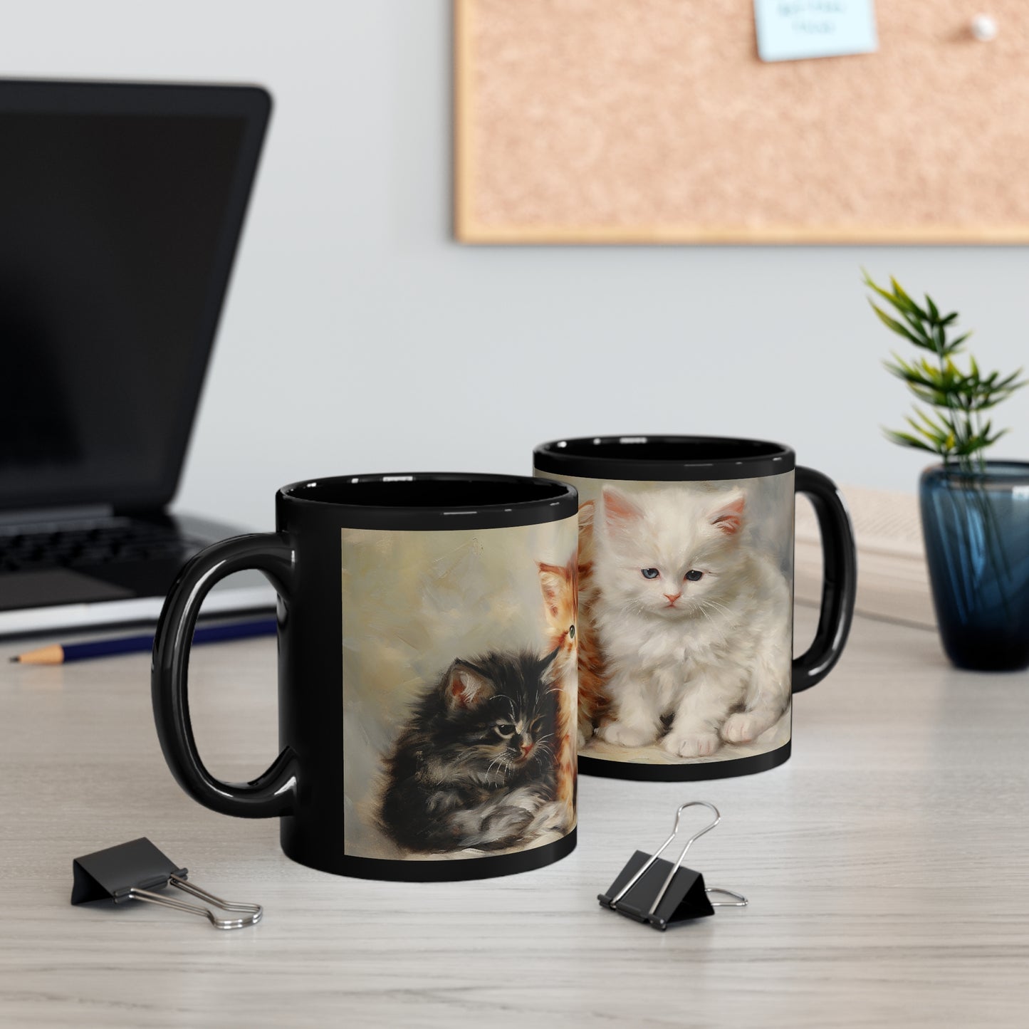 3 Little Kittens 11oz Black Mug
