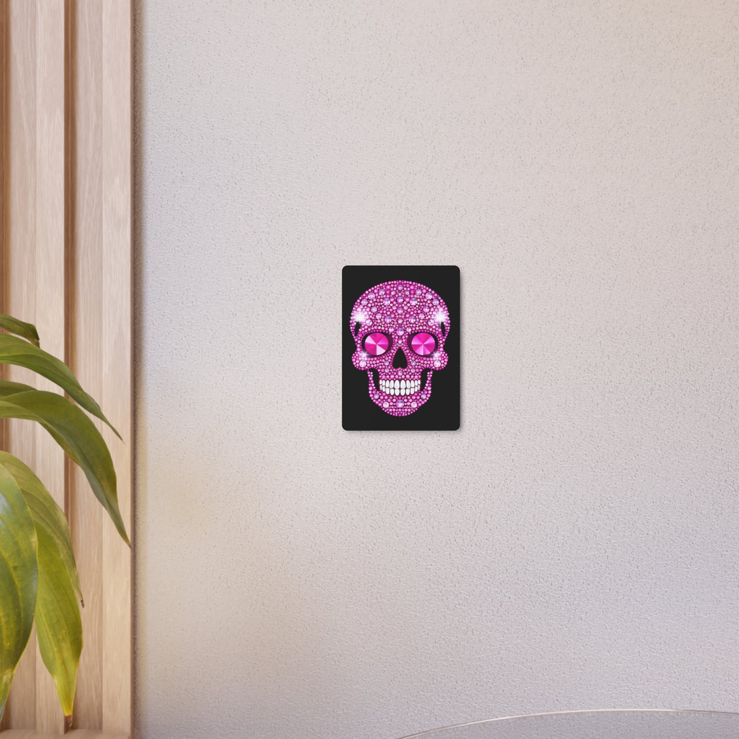 Pink Skull Metal Art Sign