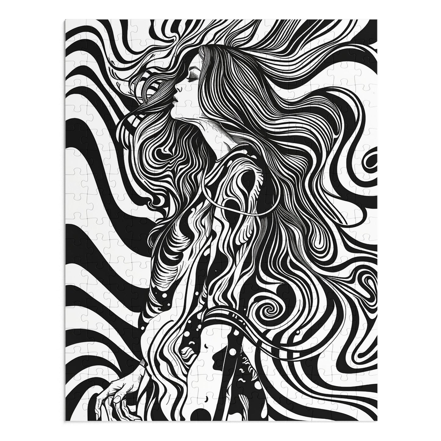 Black and White Disco Girl Jigsaw Puzzle (30, 110, 252, 500,1000-Piece)