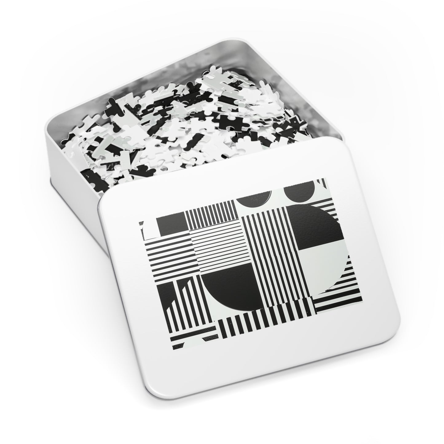 Black and White Geometric Design Jigsaw Puzzle (30, 110, 252, 500,1000-Piece)