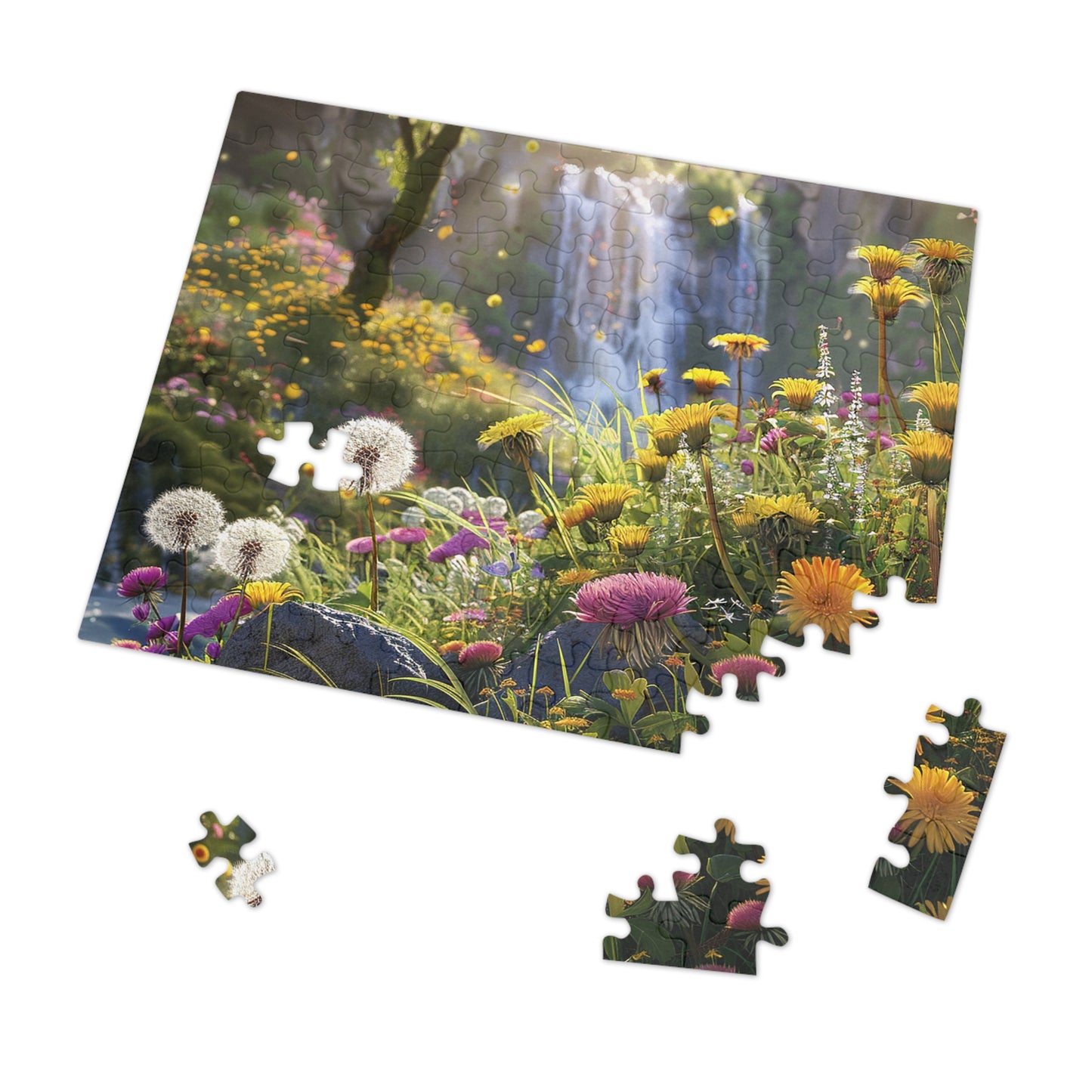 Dandelions by a Waterfall Jigsaw Puzzle (30, 110, 252, 500,1000-Piece)