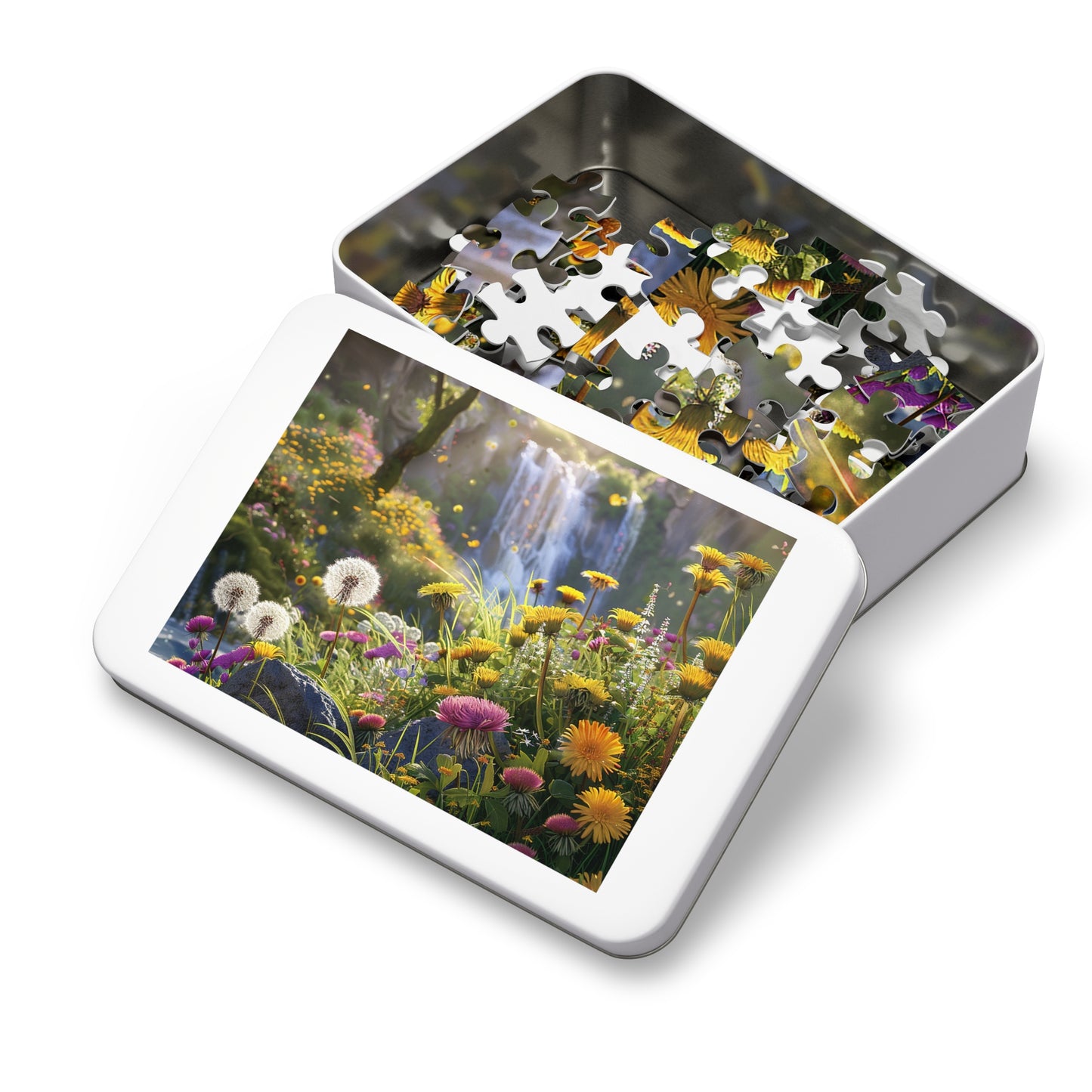 Dandelions by a Waterfall Jigsaw Puzzle (30, 110, 252, 500,1000-Piece)