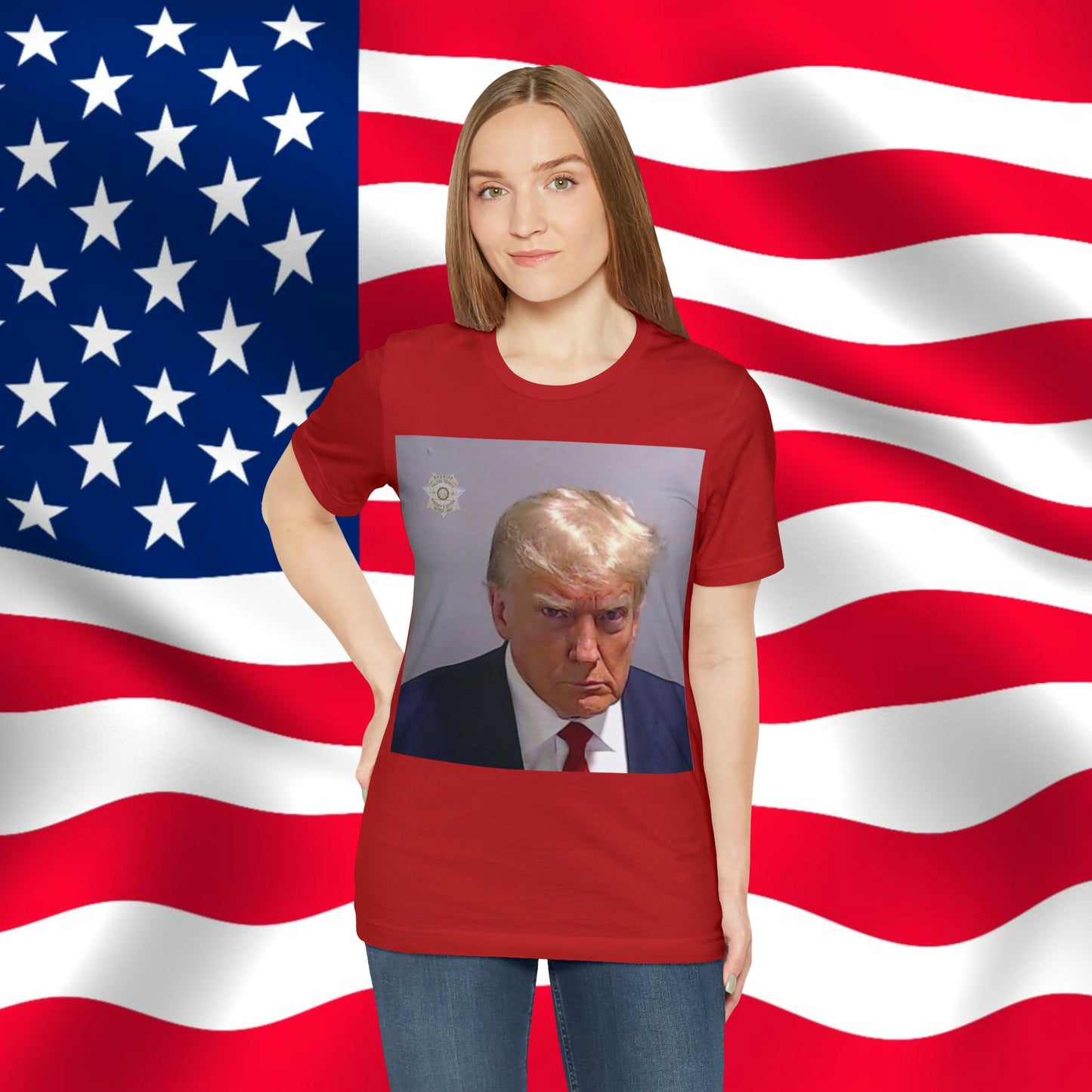 Trump Mug Shot Unisex Jersey Short Sleeve Tee