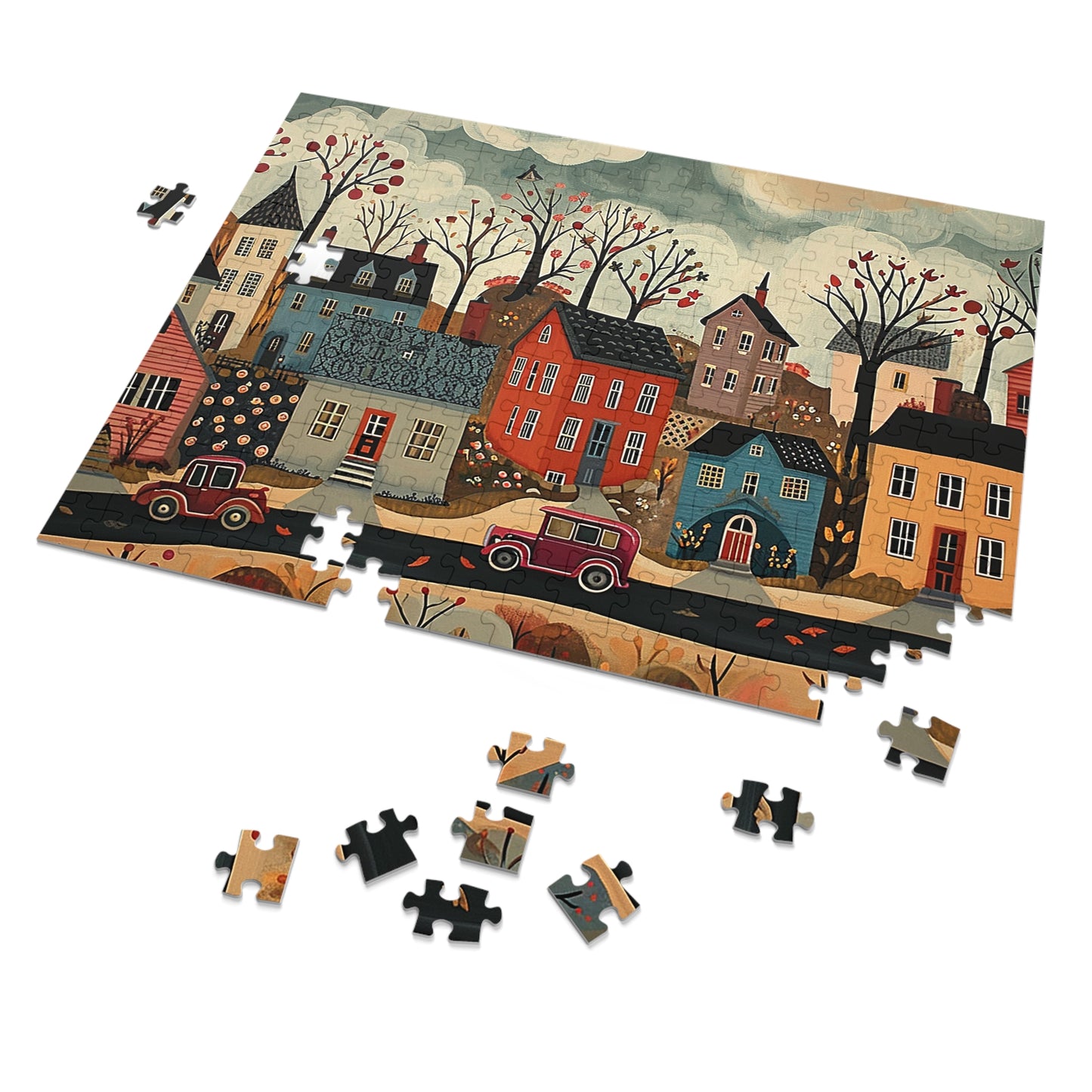 1930s Americana Village Jigsaw Puzzle (30, 110, 252, 500,1000-Piece)