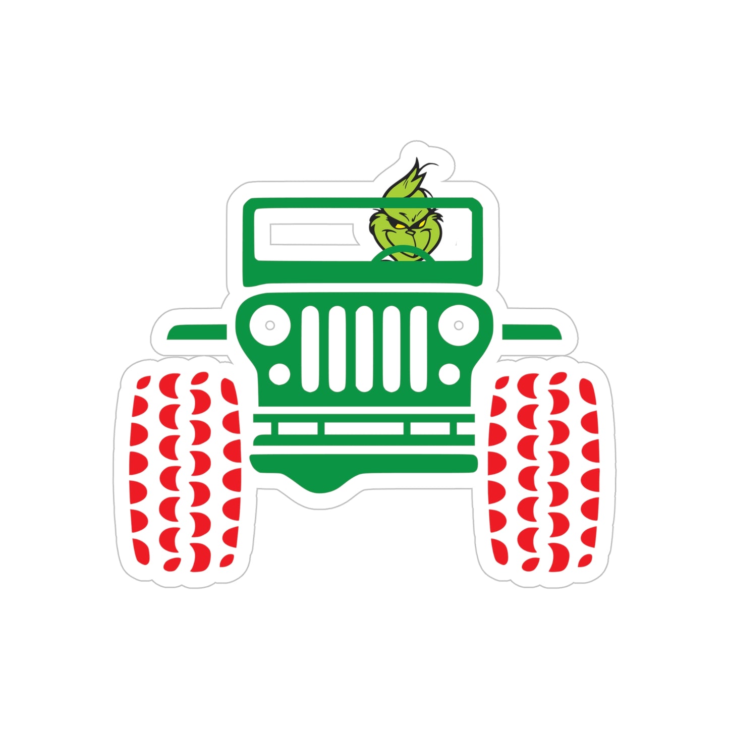 Grinch Monster Jeep Transparent Outdoor Stickers, Die-Cut, 1pcs