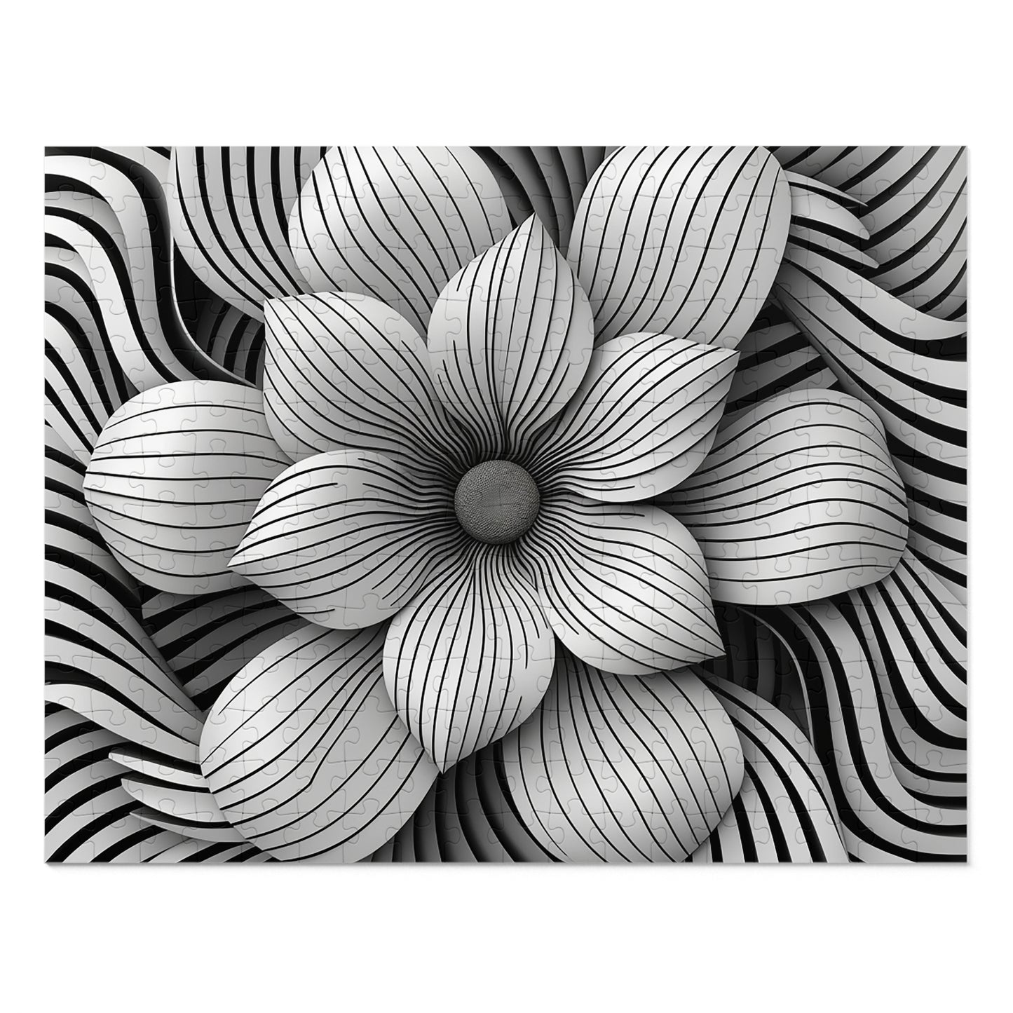 Black and White Flower Drawing Jigsaw Puzzle (30, 110, 252, 500,1000-Piece)