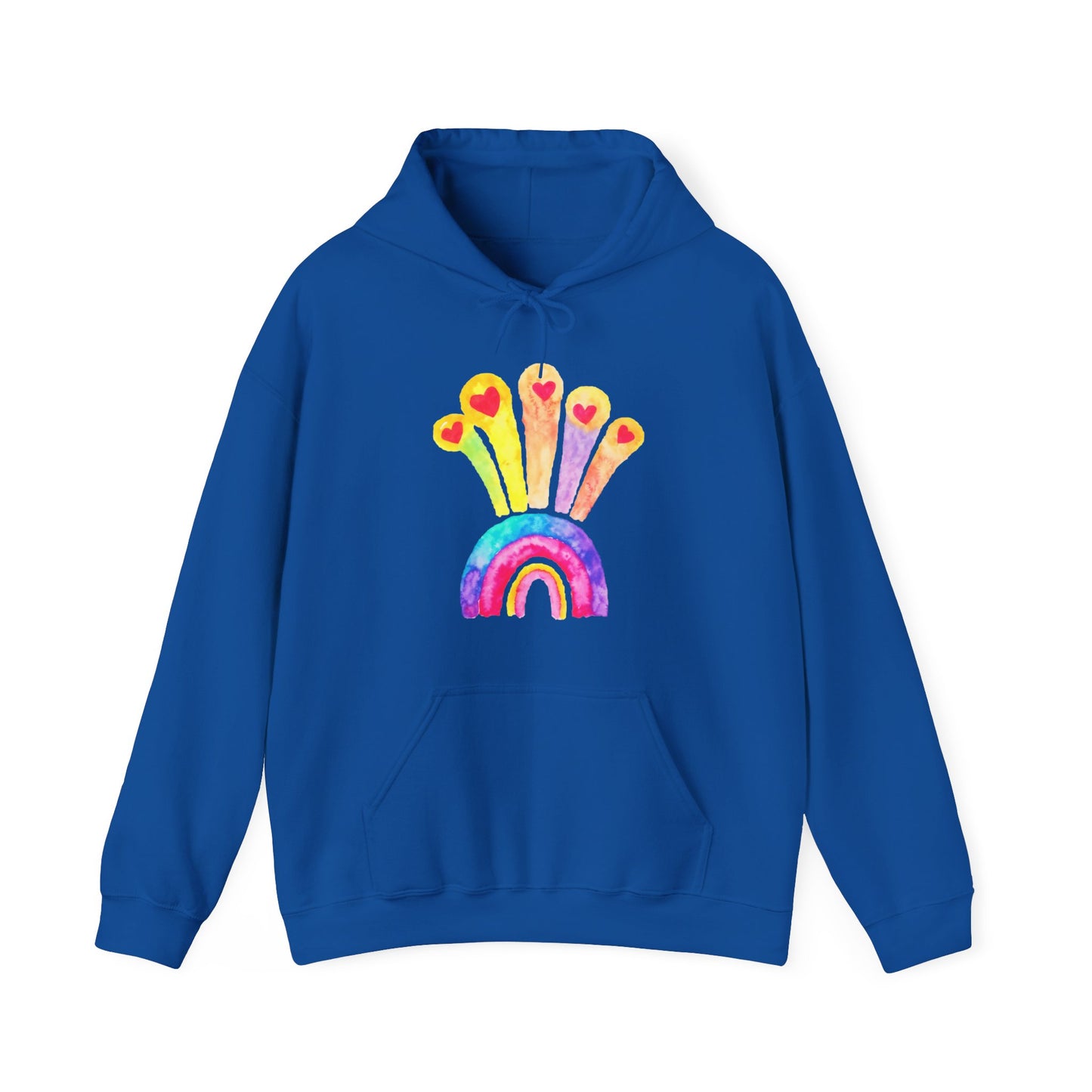 Kids Drawing Rainbow and Hearts Unisex Heavy Blend™ Hooded Sweatshirt