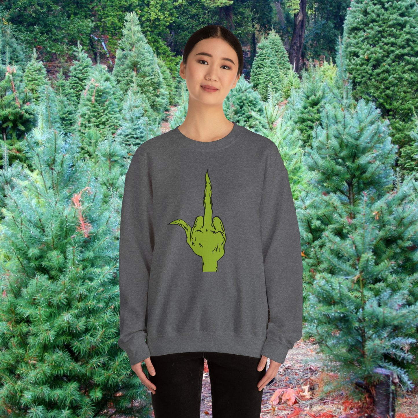The Grinch Middle Finger! Unisex Heavy Blend™ Crewneck Sweatshirt