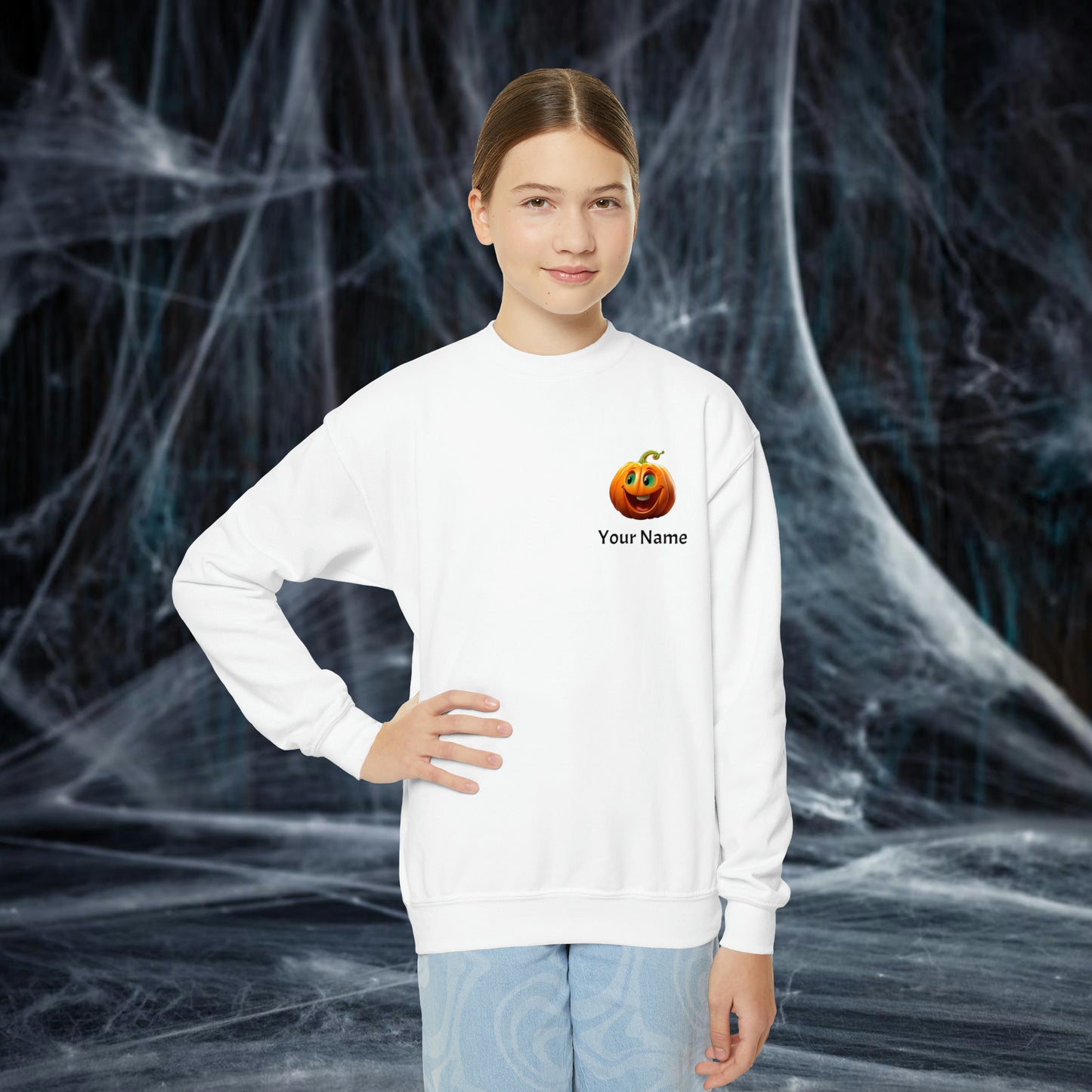 PERSONALIZED Double Sided Print, Halloween Sweatshirt for Kids, Halloween Sweatshirt, Funny Halloween, Youth Crewneck Sweatshirt