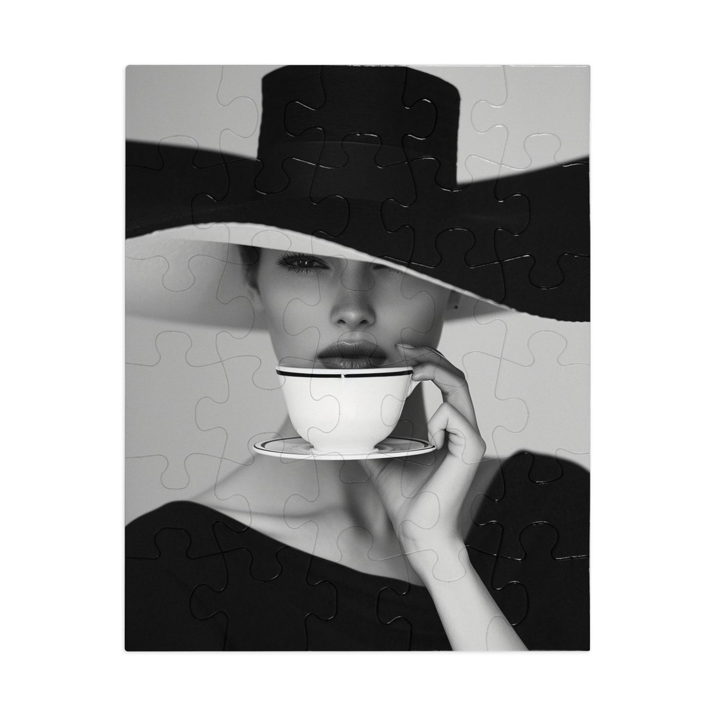 Black and White Sophisticated Lady Jigsaw Puzzle (30, 110, 252, 500,1000-Piece)