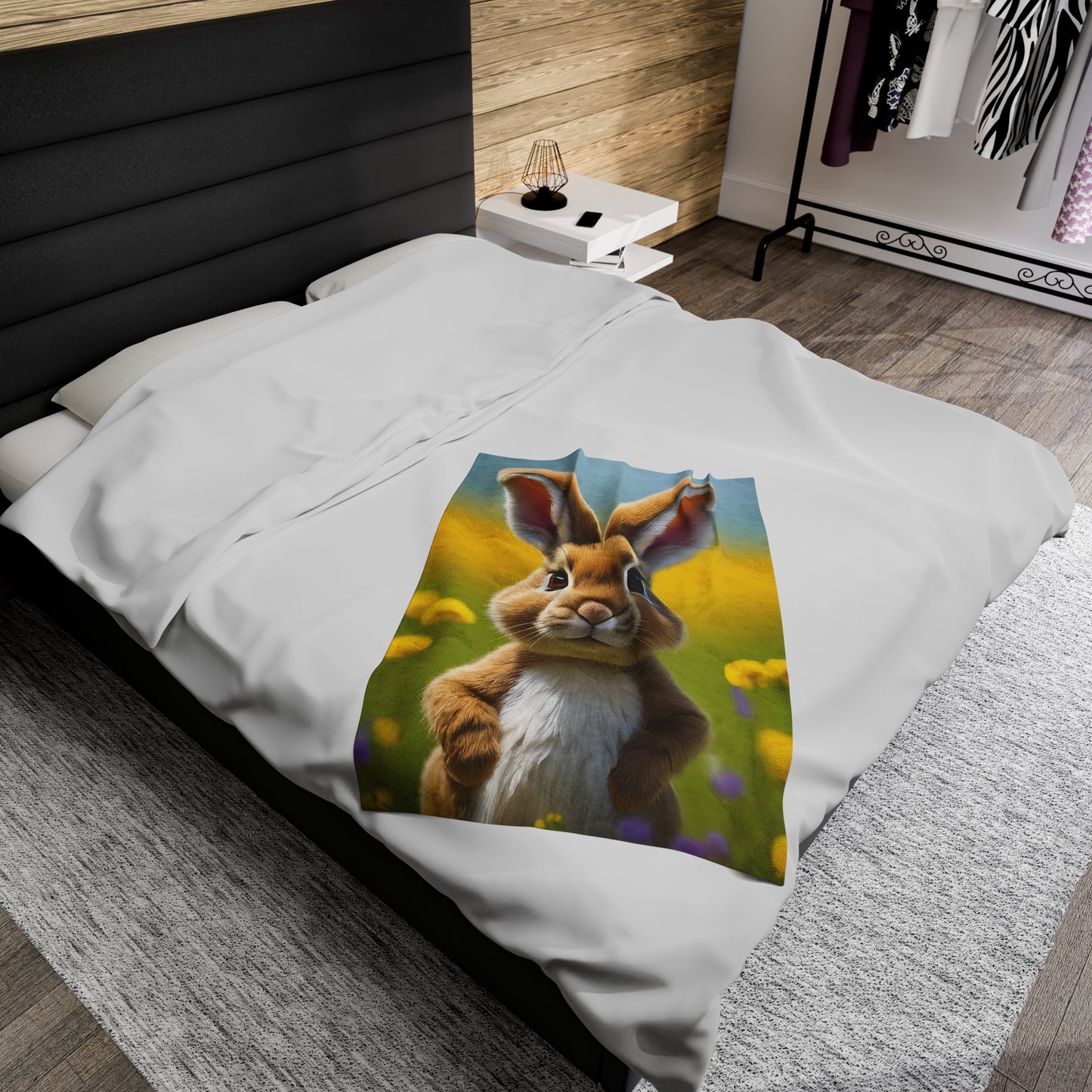 Sweet Spring Bunny Velveteen Plush Blanket