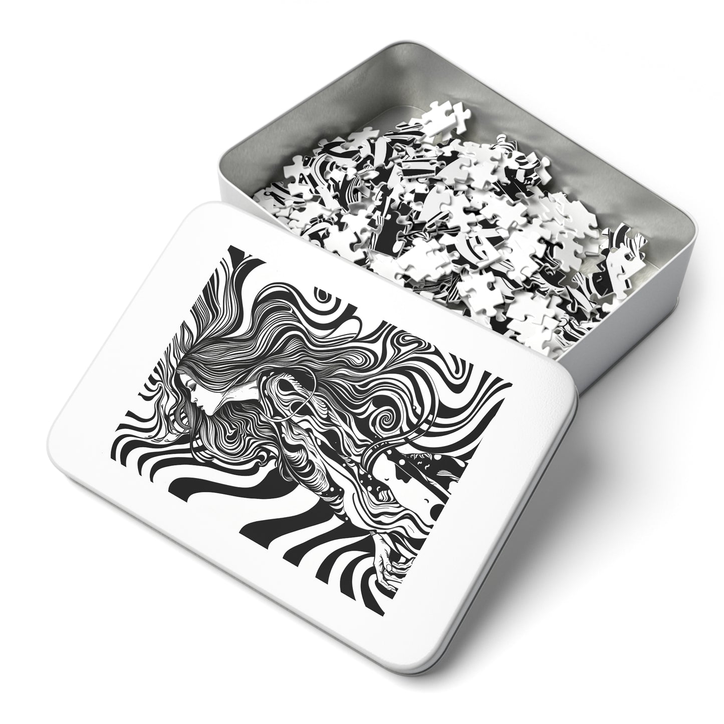 Black and White Disco Girl Jigsaw Puzzle (30, 110, 252, 500,1000-Piece)