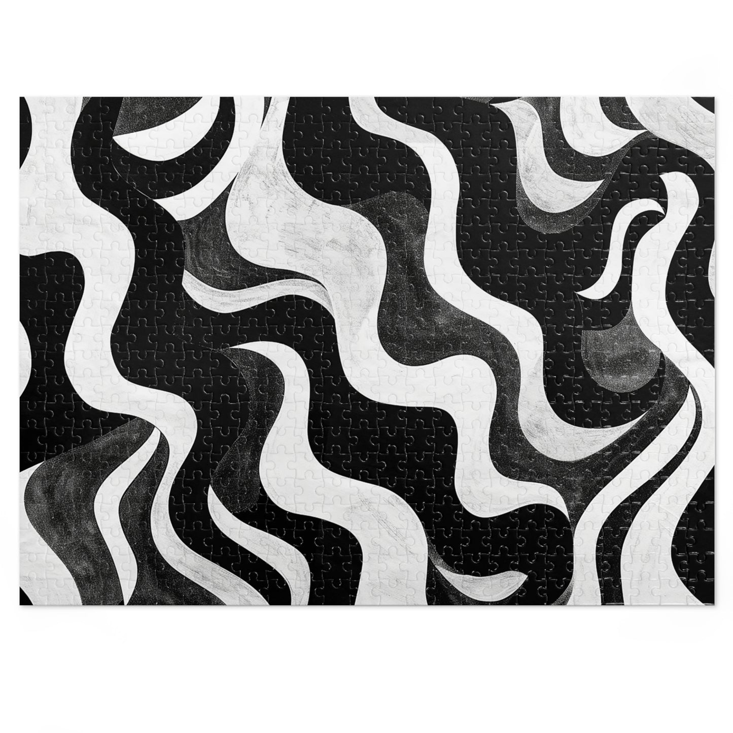 Black and White Waves Jigsaw Puzzle (30, 110, 252, 500,1000-Piece)