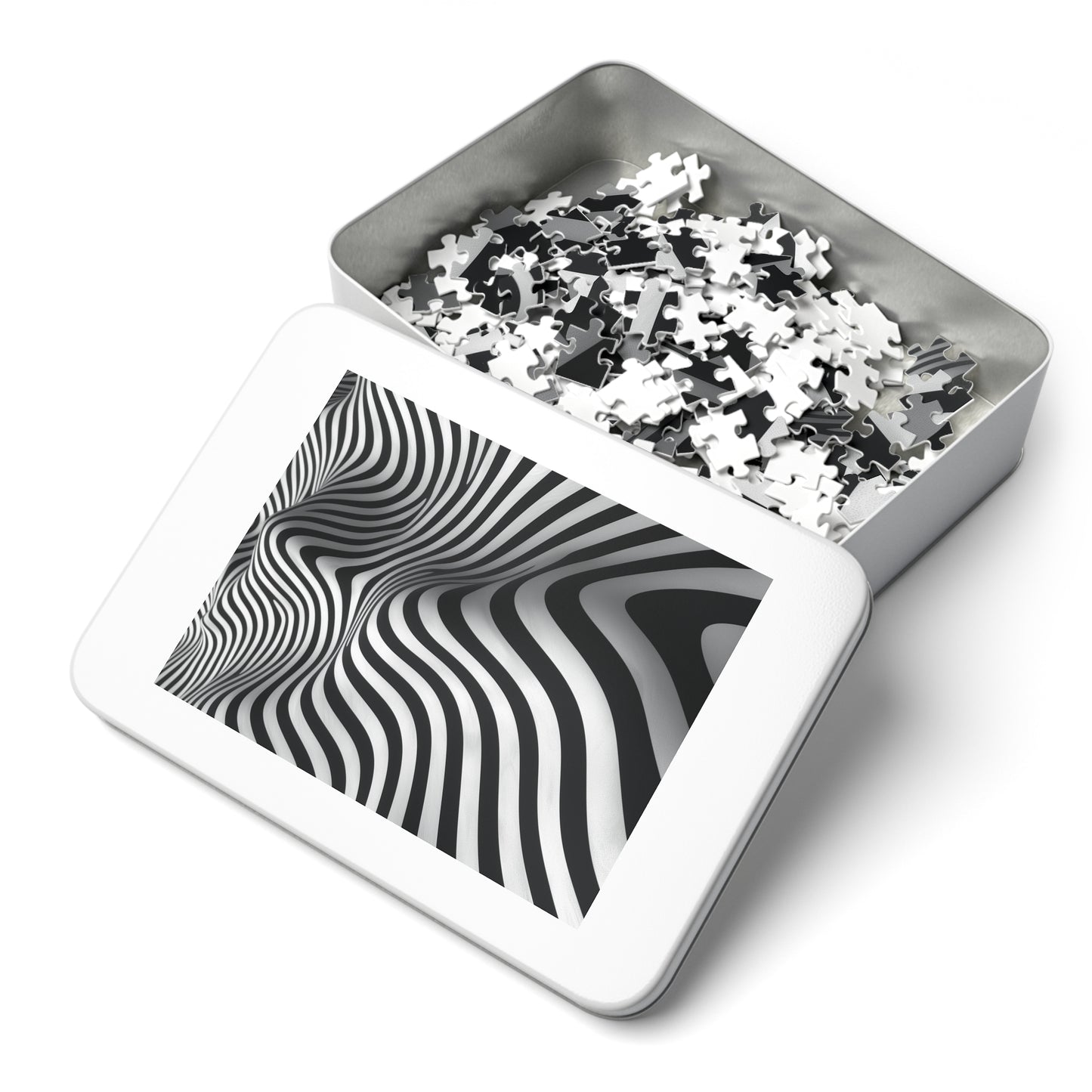 Black and White Wave Pattern Jigsaw Puzzle (30, 110, 252, 500,1000-Piece)