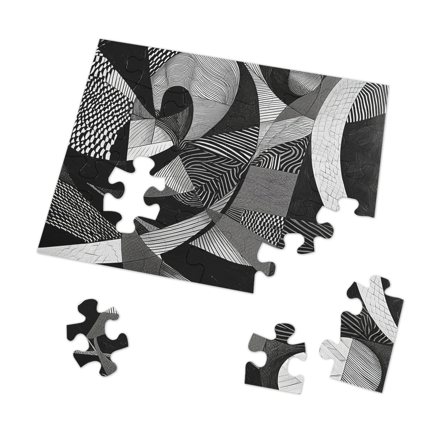 Black and White Abstract Pattern Jigsaw Puzzle (30, 110, 252, 500,1000-Piece)