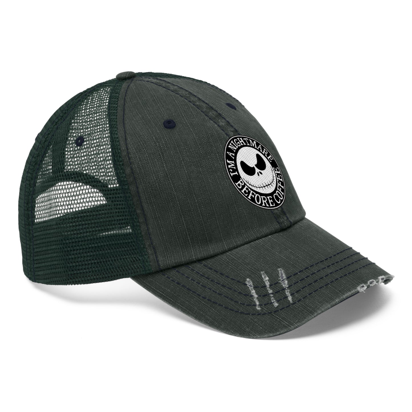 Nightmare Before Coffee Embroidery Unisex Trucker Hat