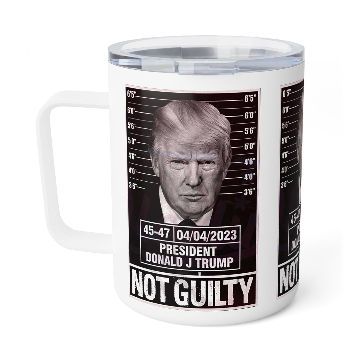 President Trump Mug Shot Not Guilty Insulated Coffee Mug