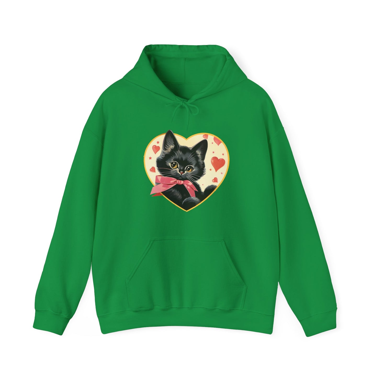 Retro Valentine Kitty Cat Unisex Heavy Blend™ Hooded Sweatshirt