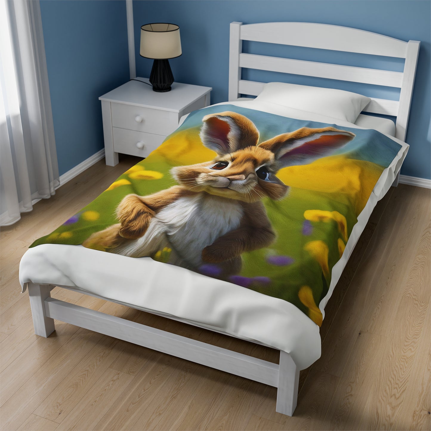 Sweet Spring Bunny Velveteen Plush Blanket