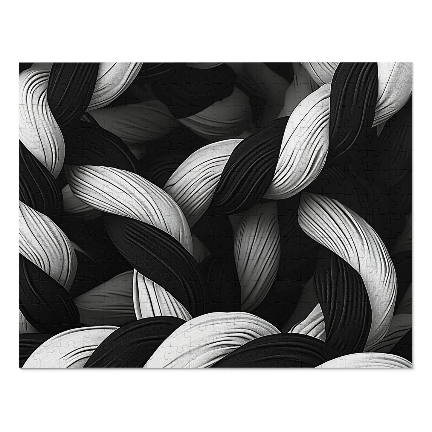 Black and White Twisted Rope Jigsaw Puzzle (30, 110, 252, 500,1000-Piece)