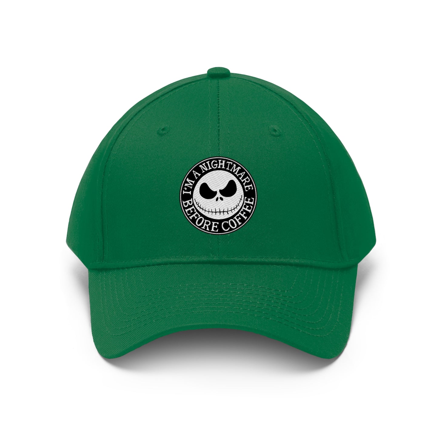 Nightmare Before Coffee Embroidery Unisex Twill Hat