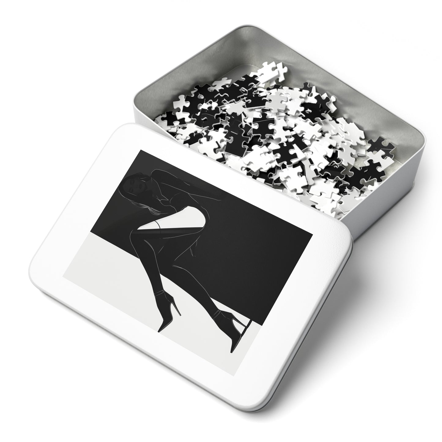 Black and White Female Fashion Jigsaw Puzzle (30, 110, 252, 500,1000-Piece)