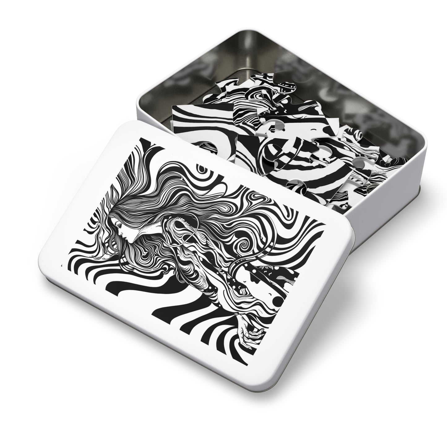 Black and White Disco Girl Jigsaw Puzzle (30, 110, 252, 500,1000-Piece)