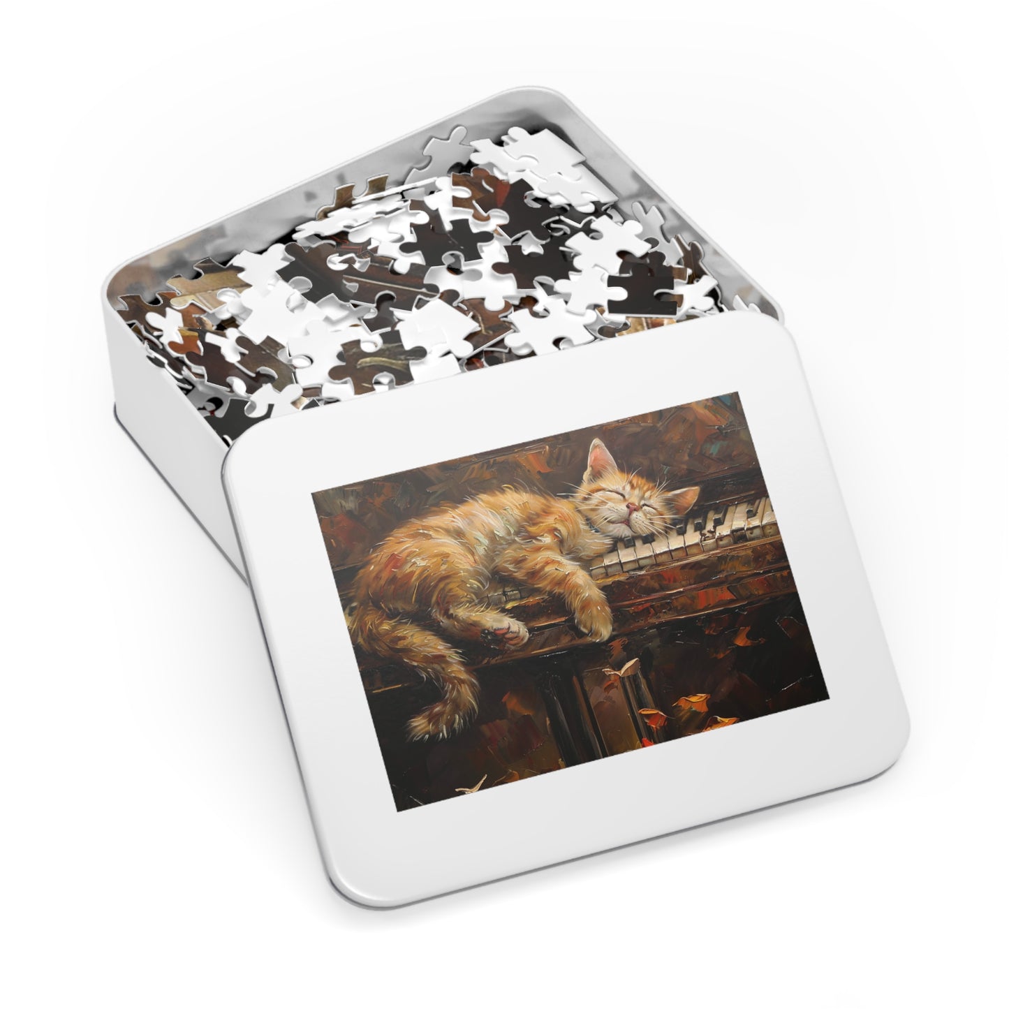 Sleeping Kitty on an Antique Piano Jigsaw Puzzle (30, 110, 252, 500,1000-Piece)