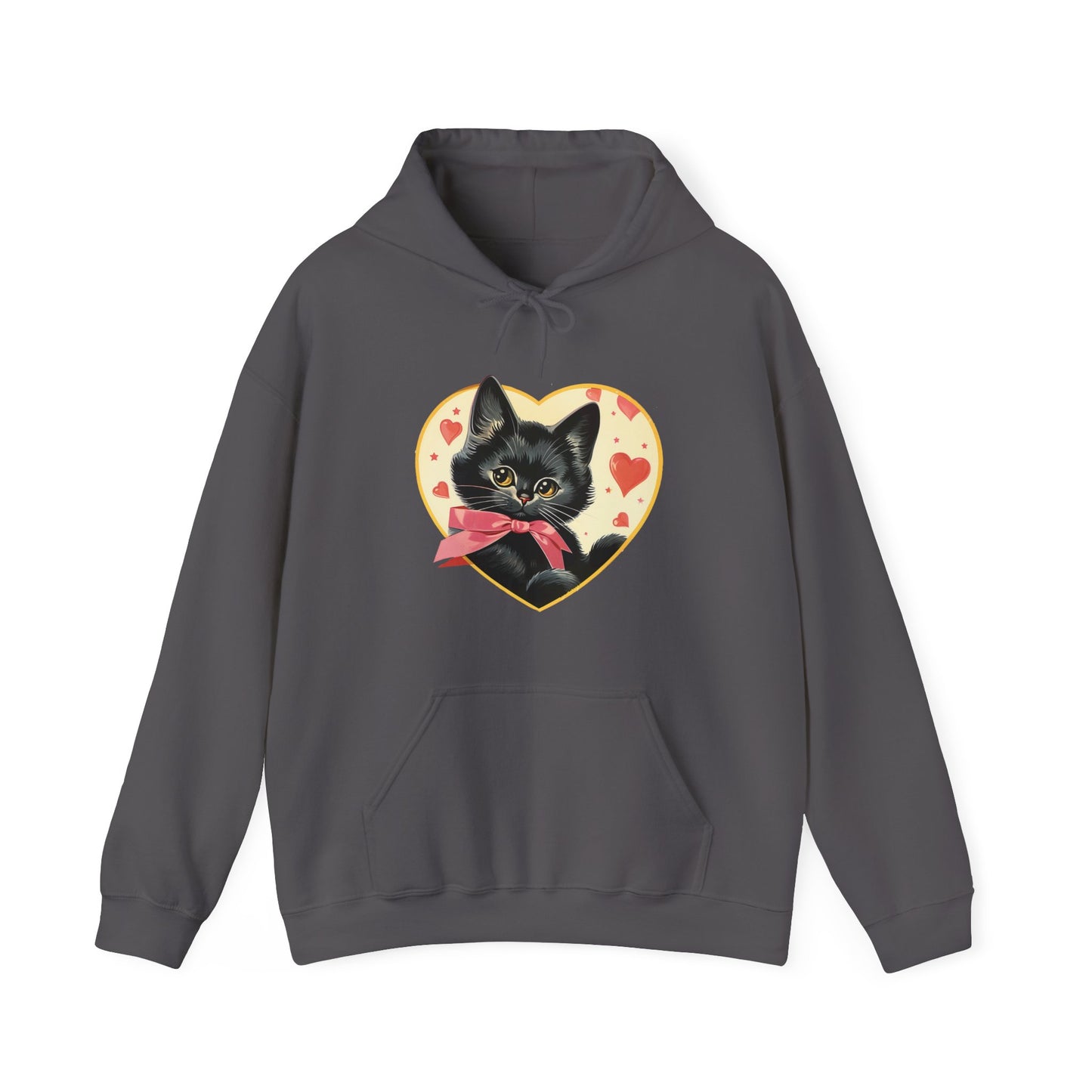 Retro Valentine Kitty Cat Unisex Heavy Blend™ Hooded Sweatshirt