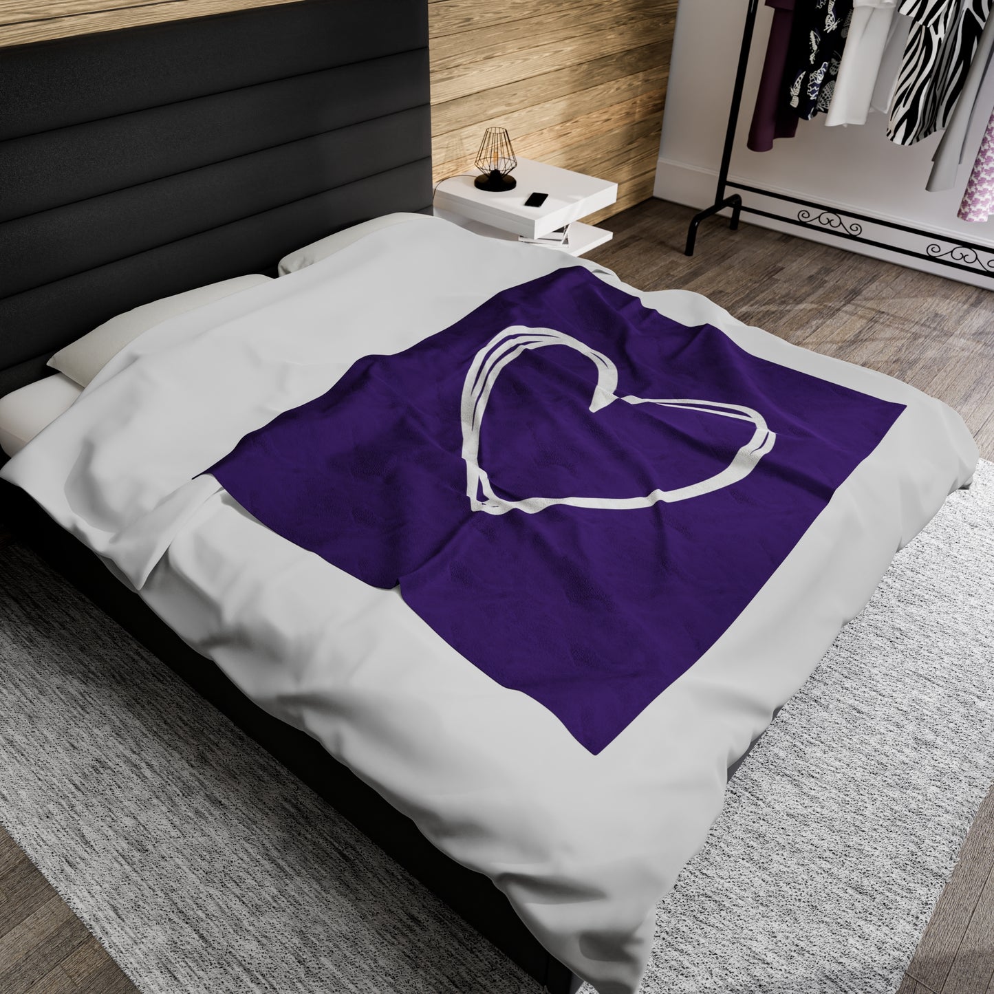 Hand-drawn Heart Velveteen Plush Blanket