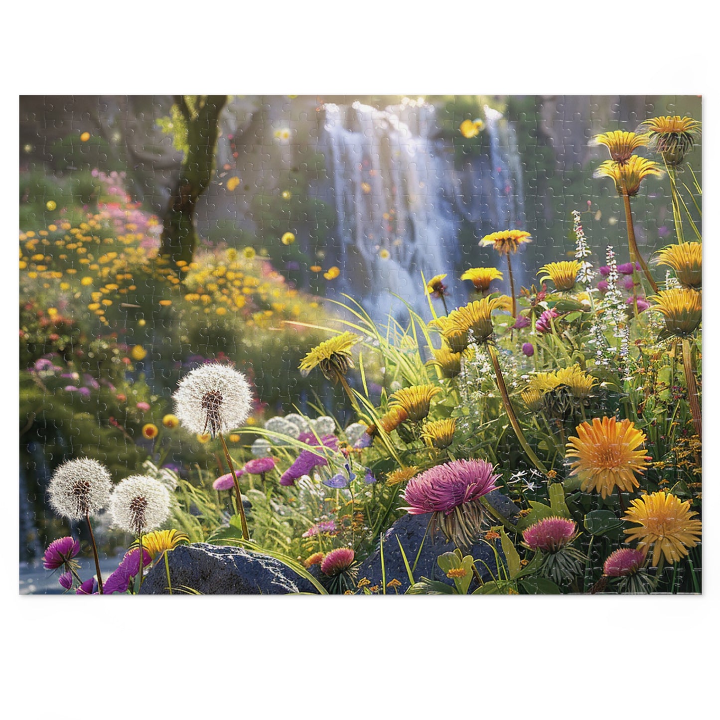 Dandelions by a Waterfall Jigsaw Puzzle (30, 110, 252, 500,1000-Piece)