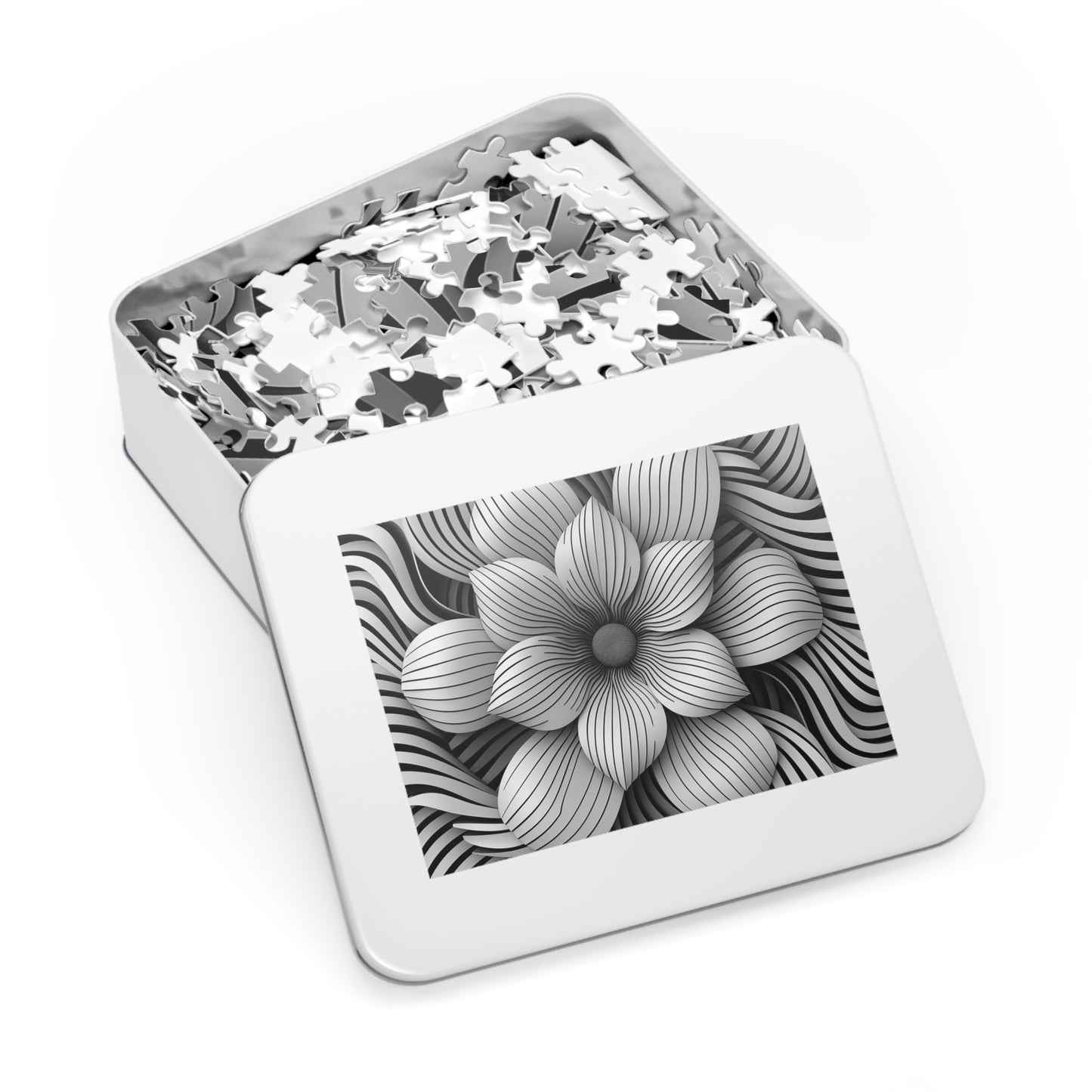 Black and White Flower Drawing Jigsaw Puzzle (30, 110, 252, 500,1000-Piece)