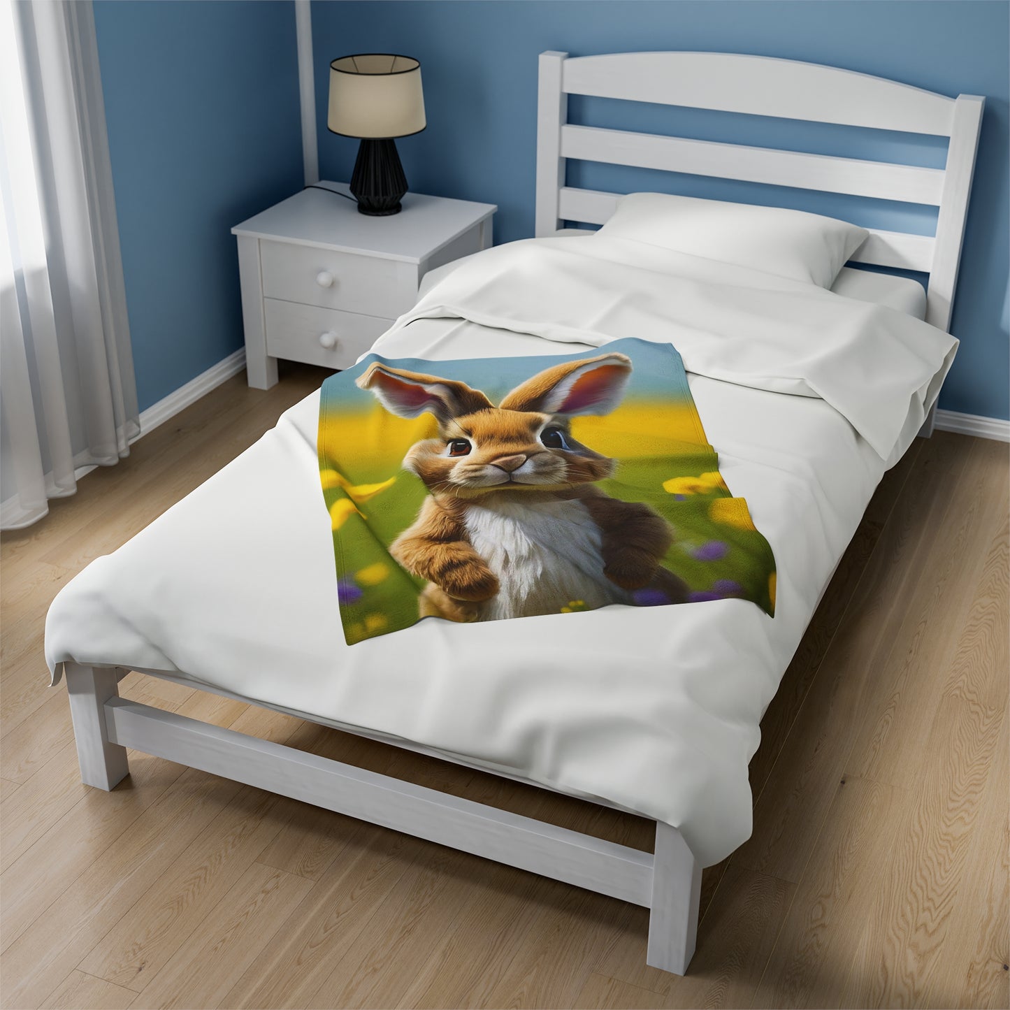 Sweet Spring Bunny Velveteen Plush Blanket