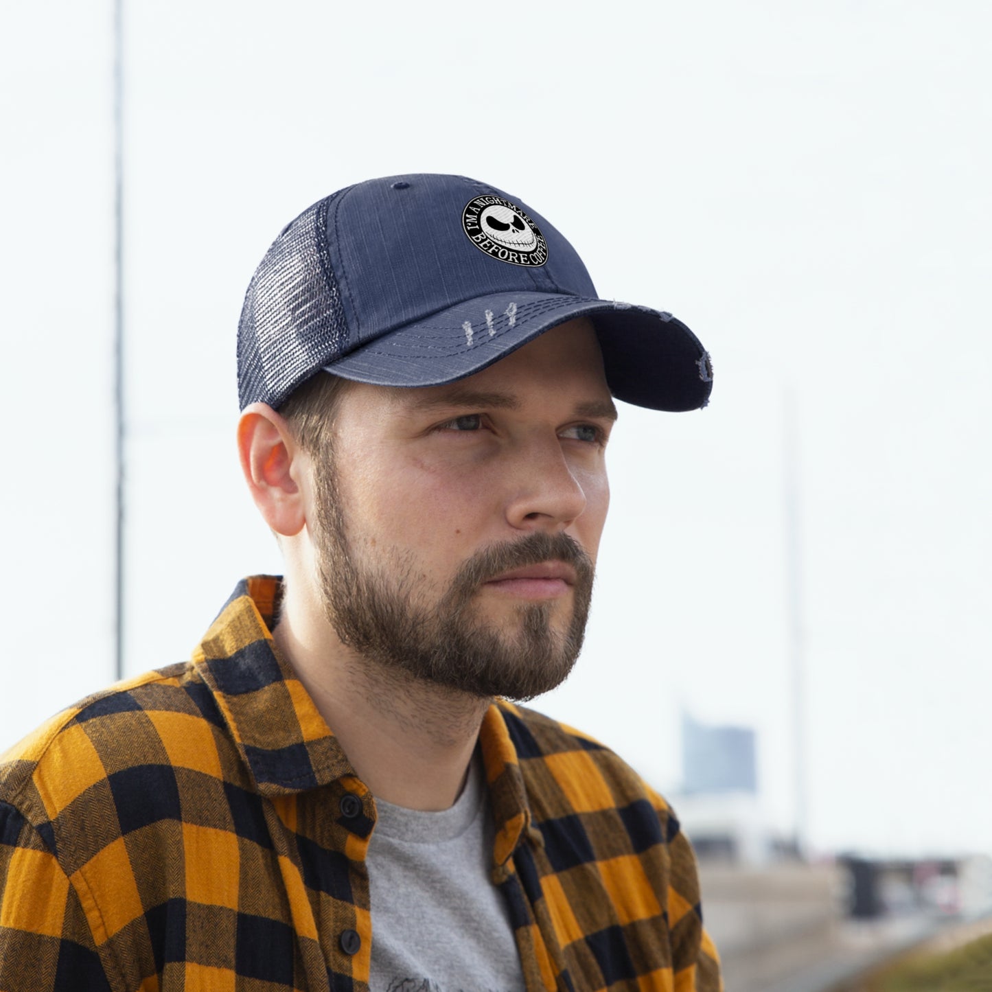 Nightmare Before Coffee Embroidery Unisex Trucker Hat
