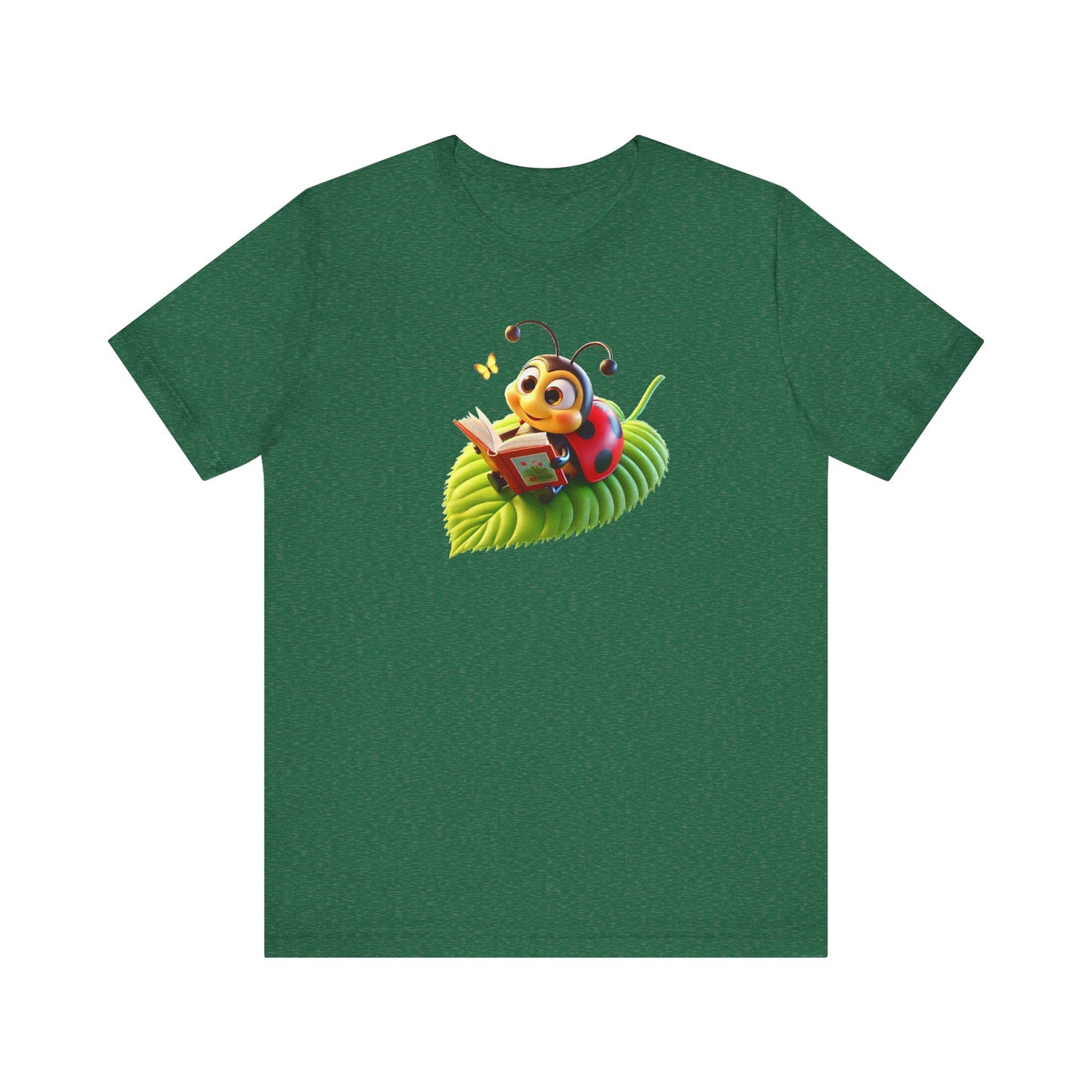 Reading Ladybug Unisex Jersey Tee - Cute Insect Graphic Tee for Nature Lovers