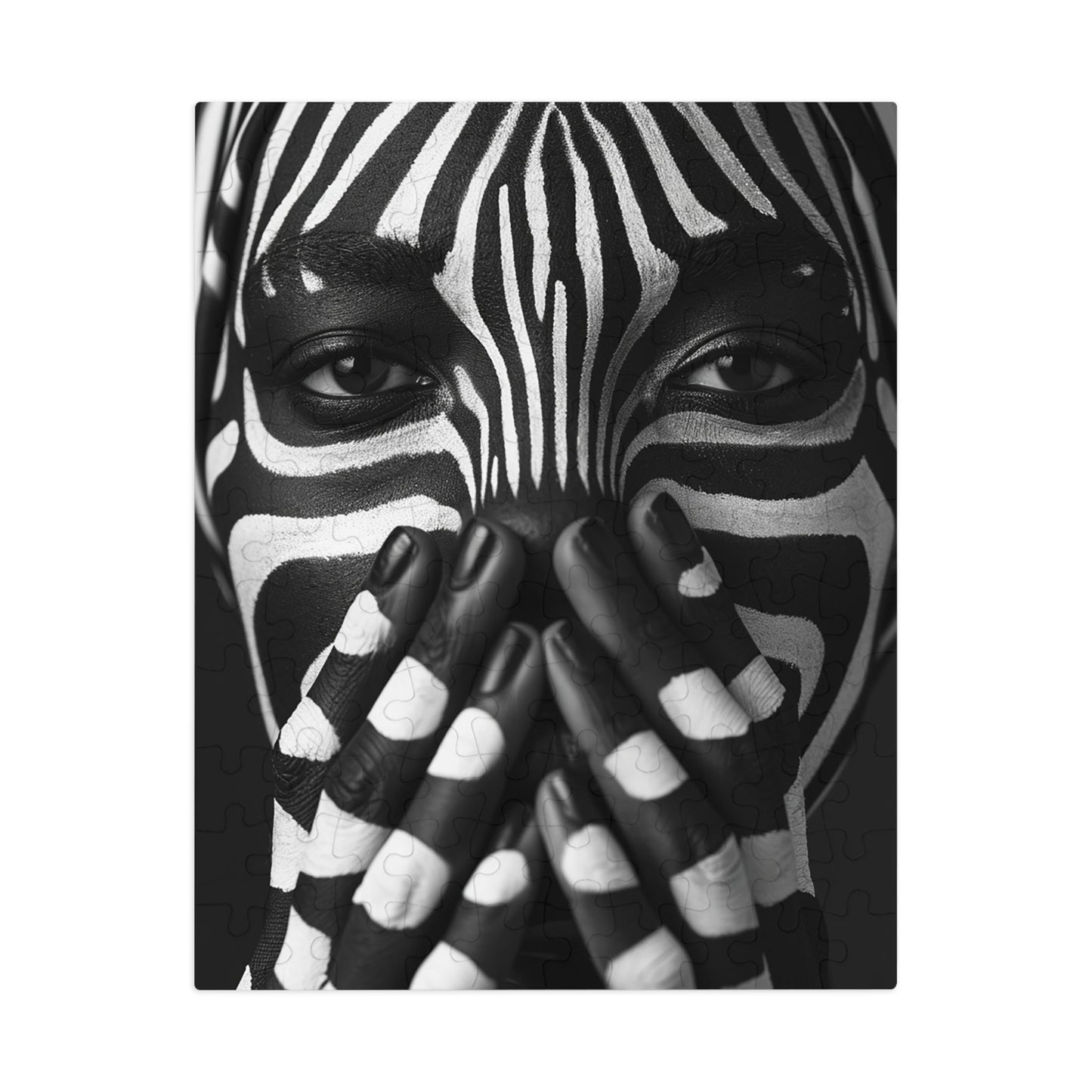 Black and White Zebra Painted Woman Jigsaw Puzzle (30, 110, 252, 500,1000-Piece)