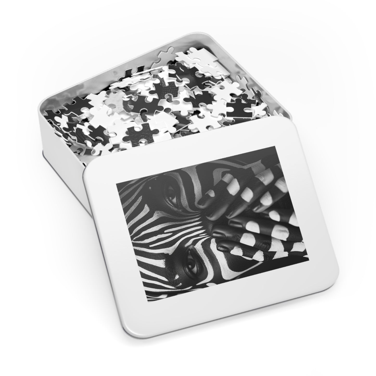 Black and White Zebra Painted Woman Jigsaw Puzzle (30, 110, 252, 500,1000-Piece)