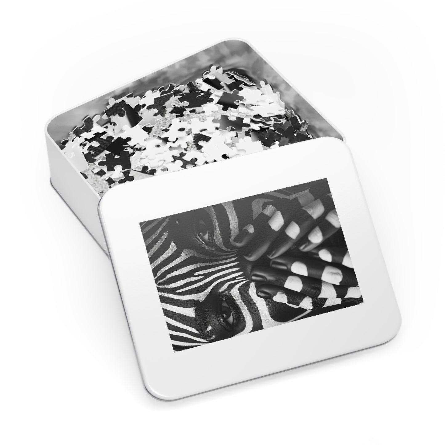 Black and White Zebra Painted Woman Jigsaw Puzzle (30, 110, 252, 500,1000-Piece)