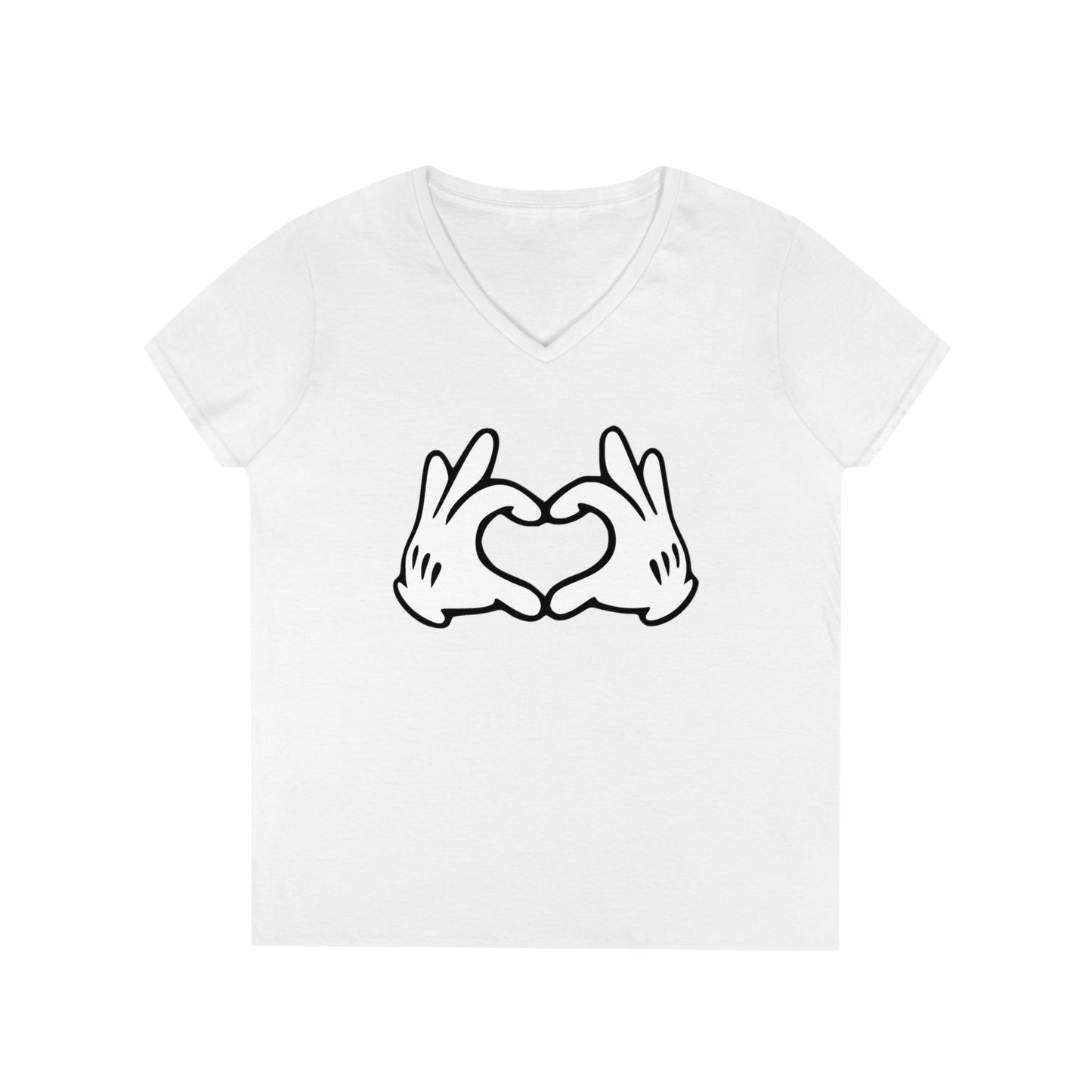 Mickey Mouse Heart Hands Ladies' V-Neck T-Shirt