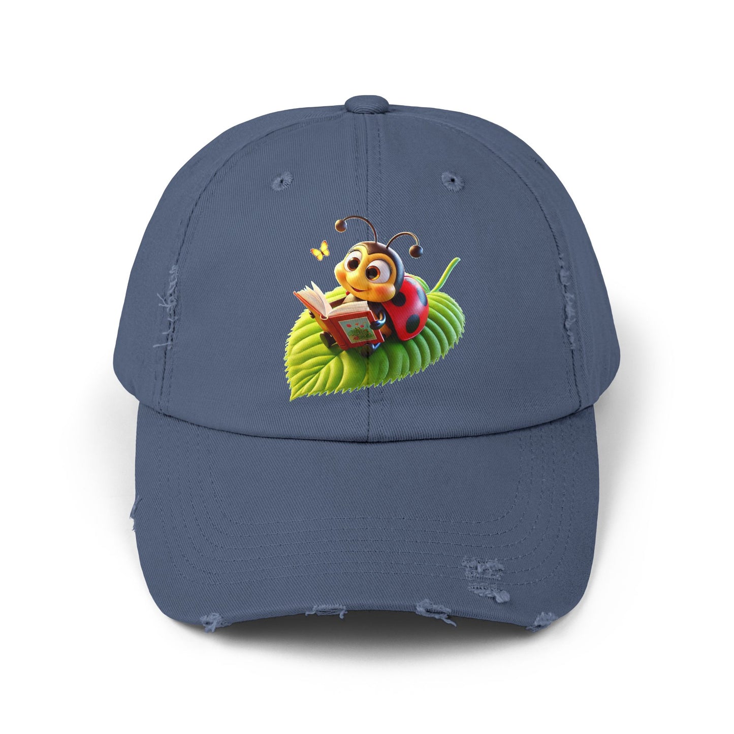 The Ladybug Reading Her Book Distressed Cap - Unisex