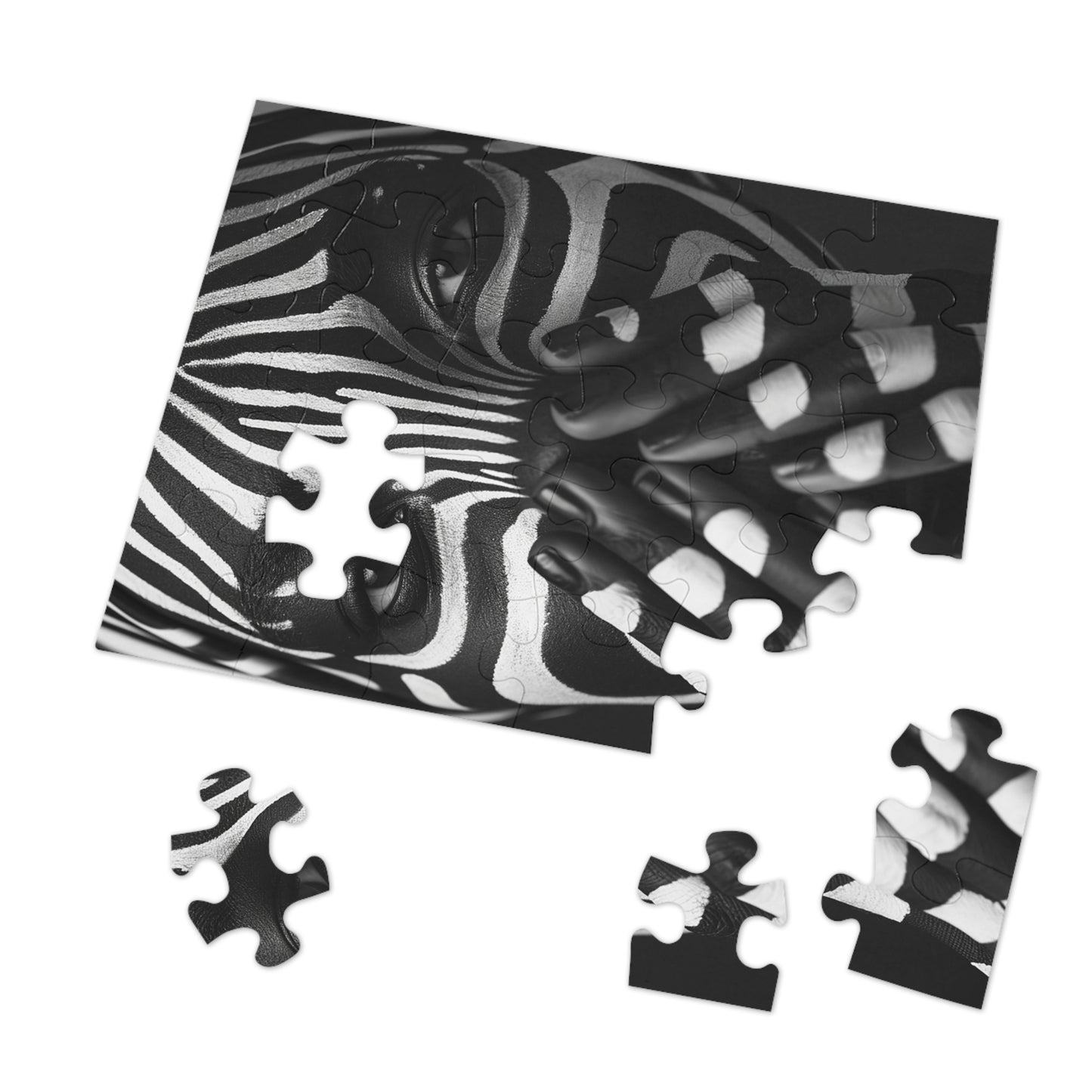 Black and White Zebra Painted Woman Jigsaw Puzzle (30, 110, 252, 500,1000-Piece)