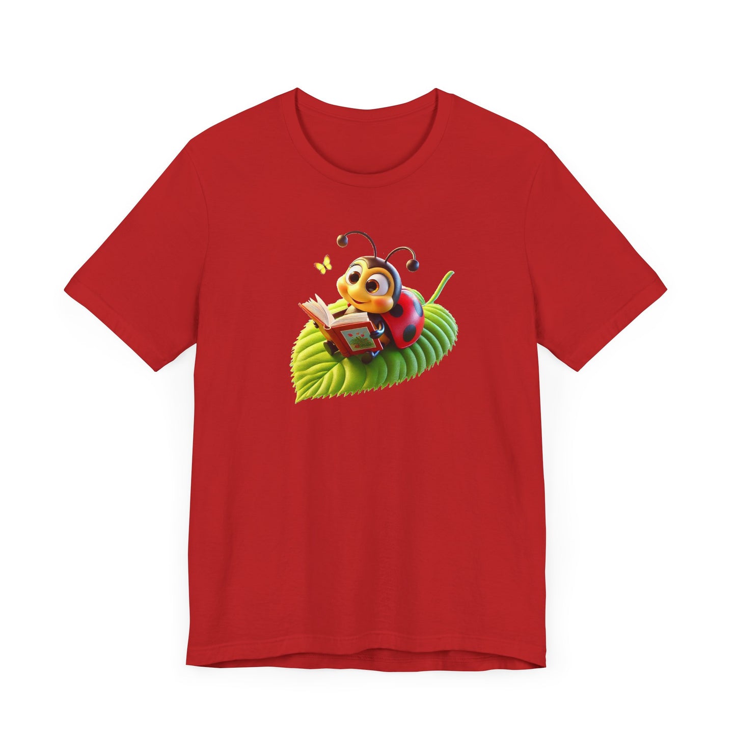 Reading Ladybug Unisex Jersey Tee - Cute Insect Graphic Tee for Nature Lovers